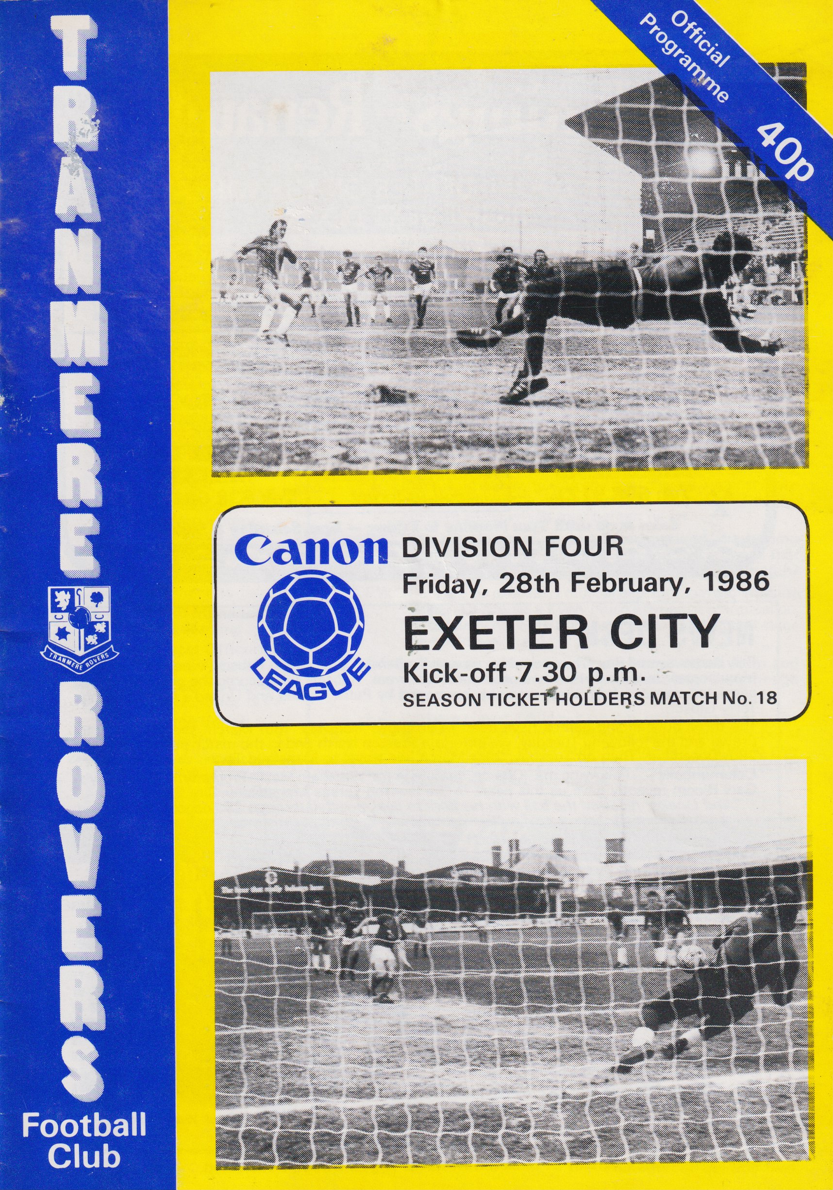 Match Programme for 28/02/1986