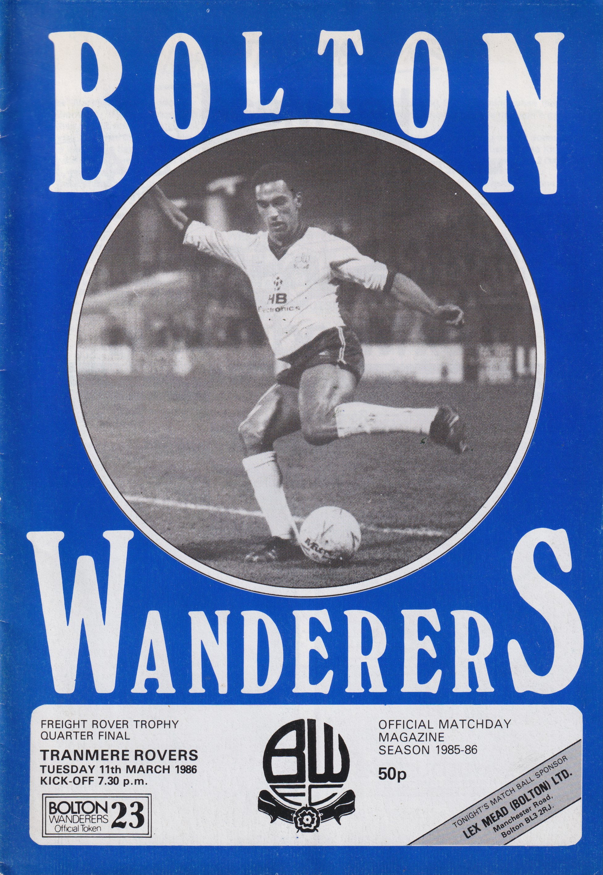 Match Programme for 11/03/1986