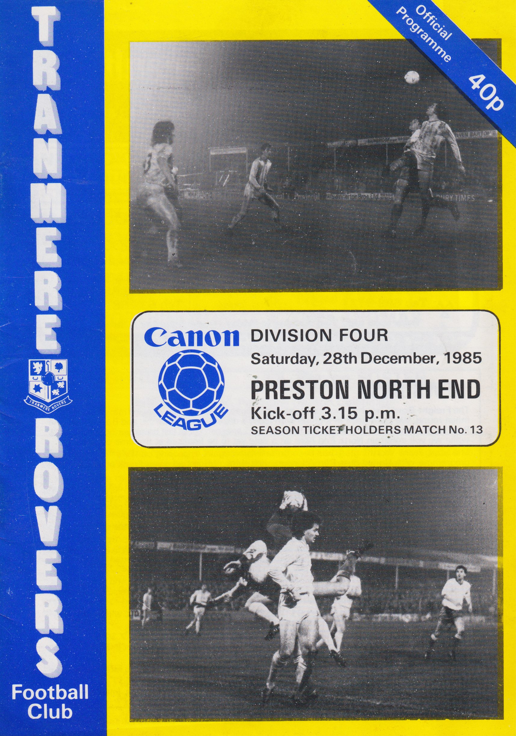 Match Programme for 25/03/1986