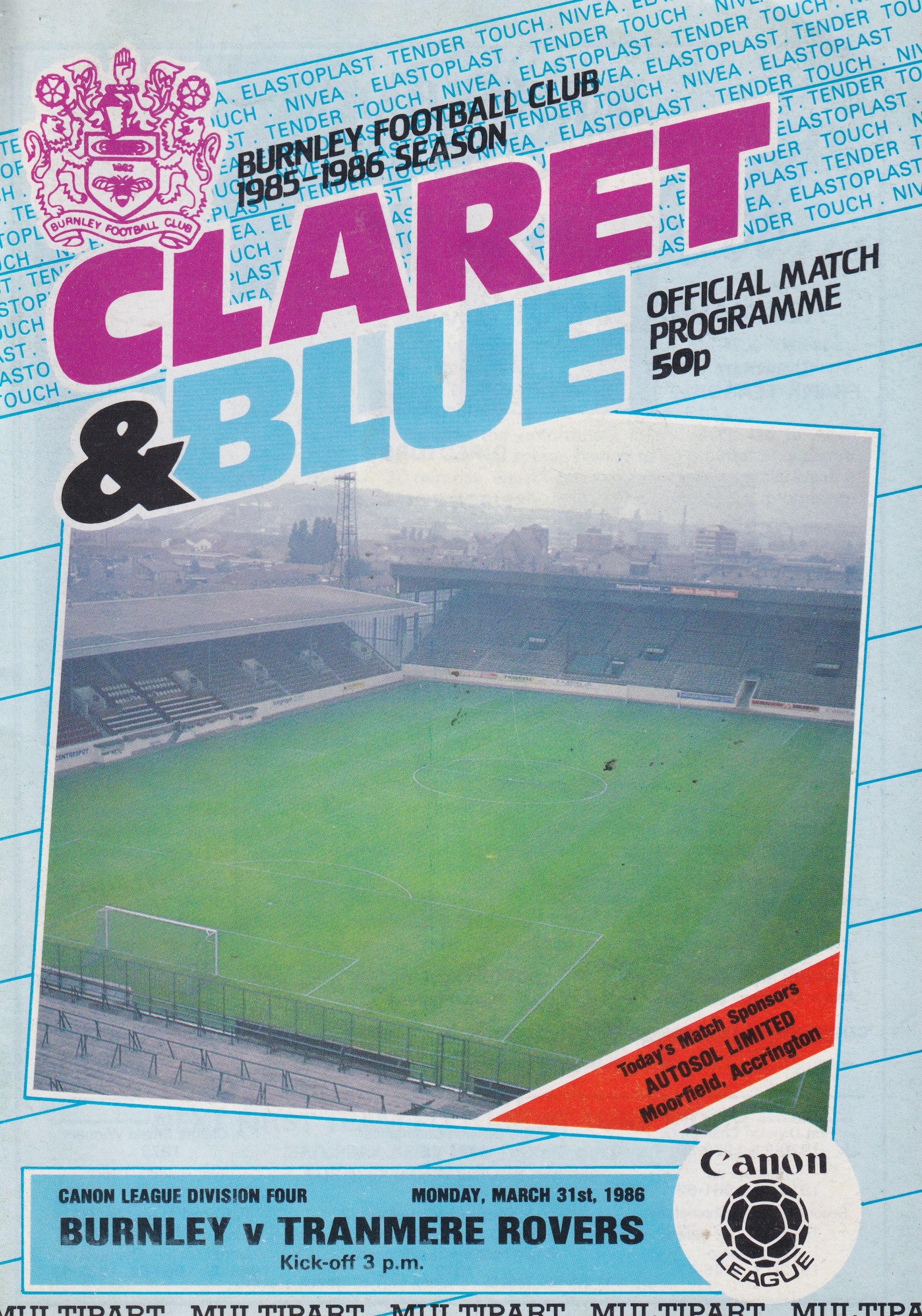 Match Programme for 31/03/1986