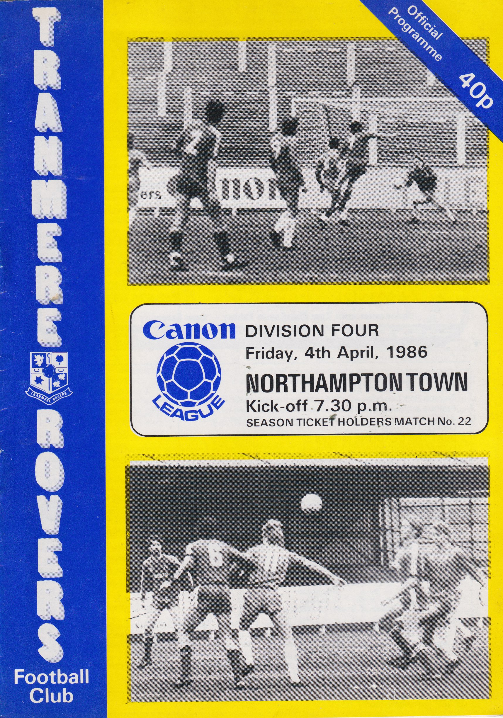 Match Programme for 04/04/1986