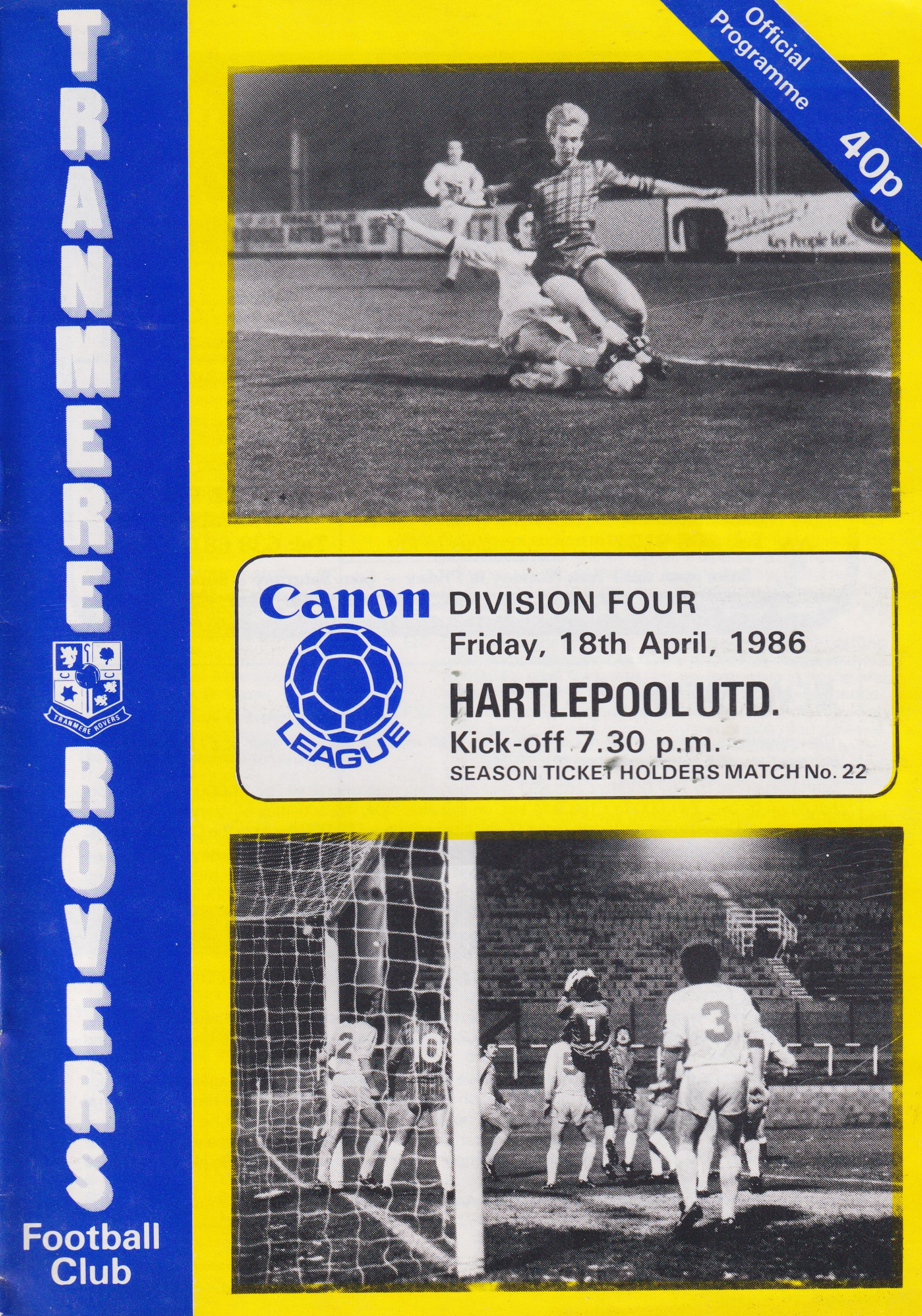 Match Programme for 18/04/1986