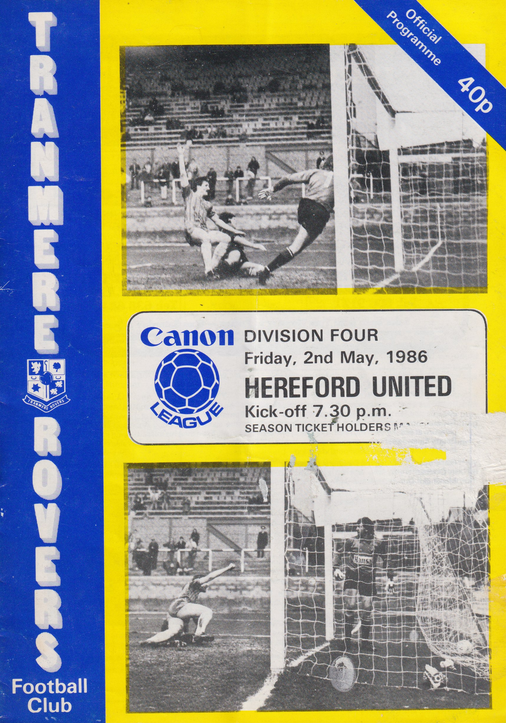 Match Programme for 02/05/1986