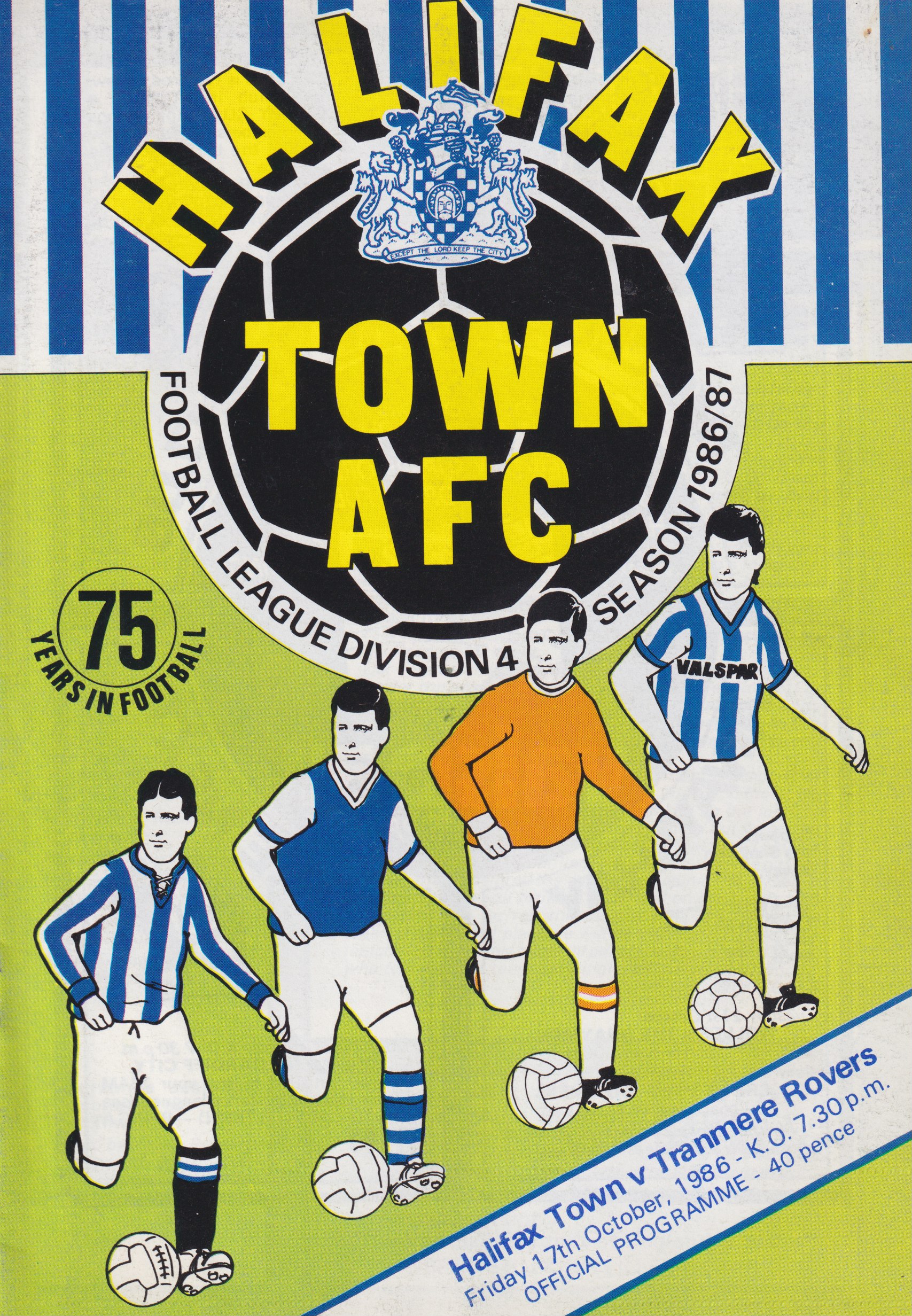 Match Programme for 17/10/1986