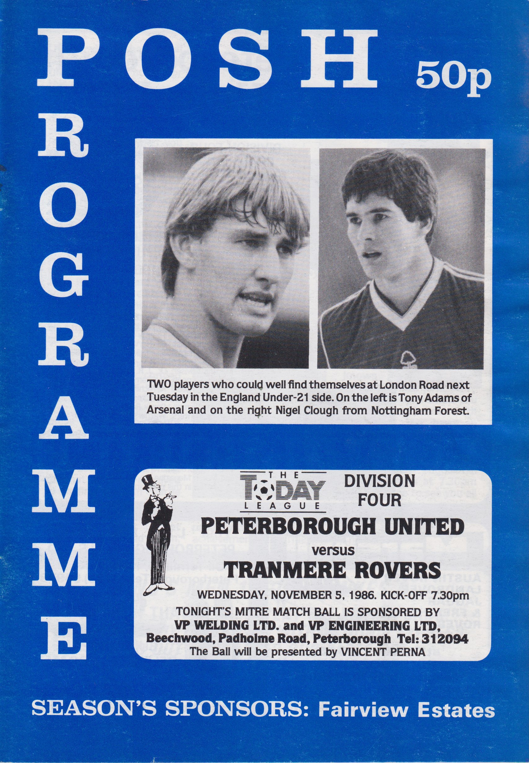 Match Programme for 05/11/1986