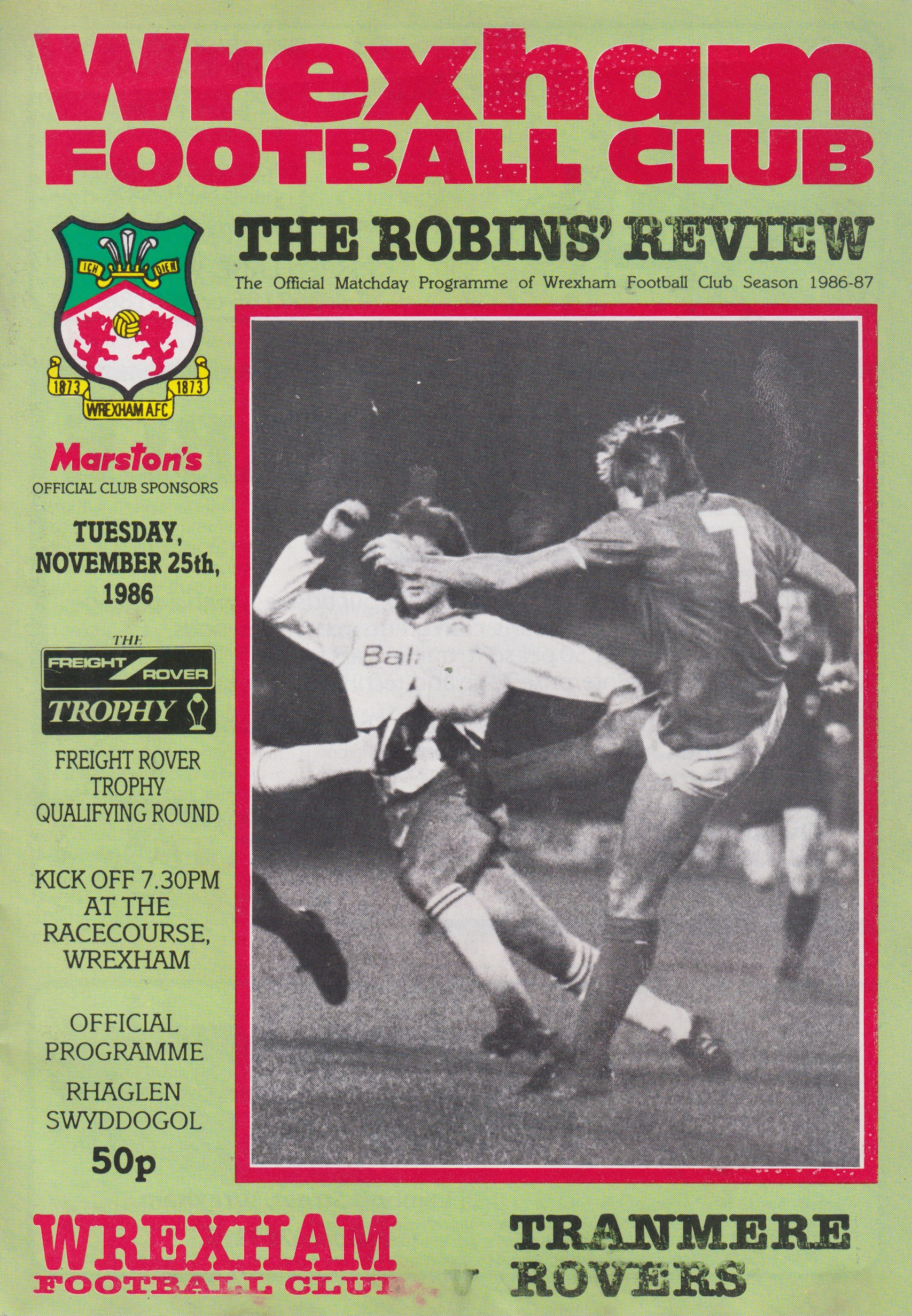 Match Programme for 25/11/1986