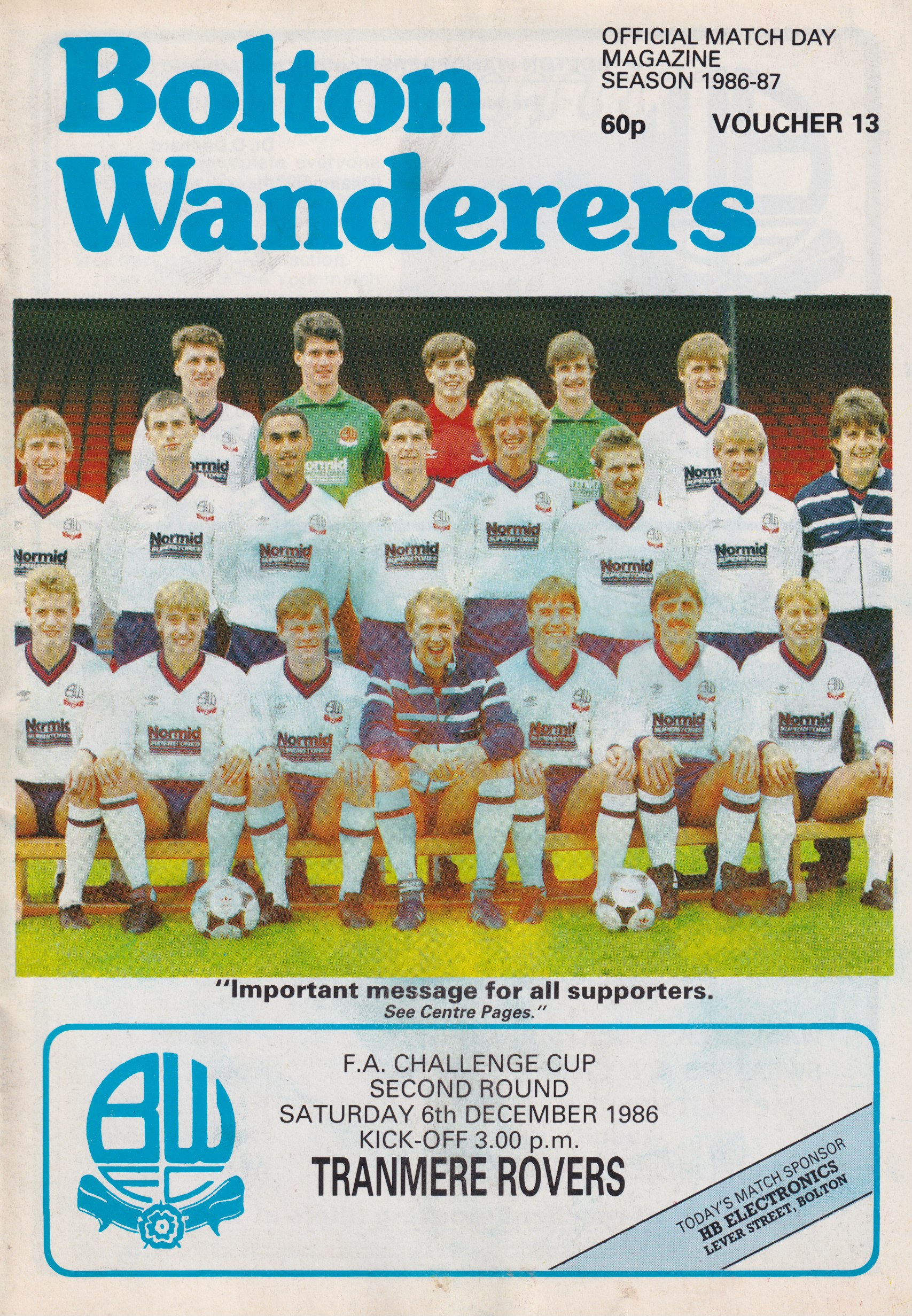 Match Programme for 06/12/1986