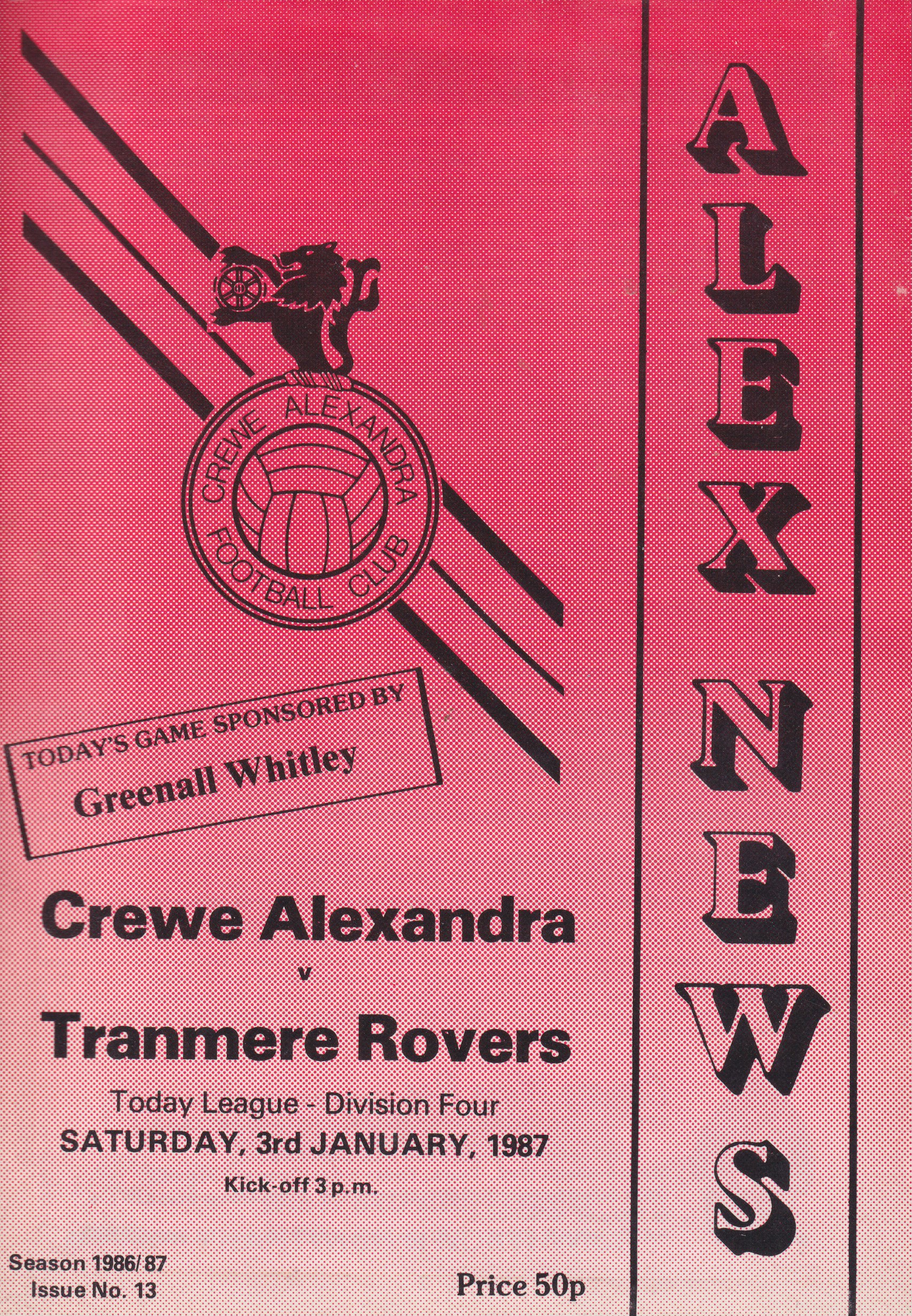 Match Programme for 03/01/1987