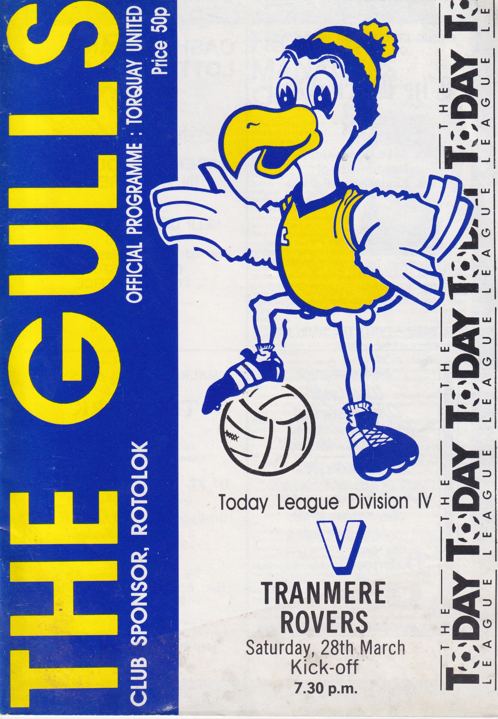 Match Programme for 28/03/1987