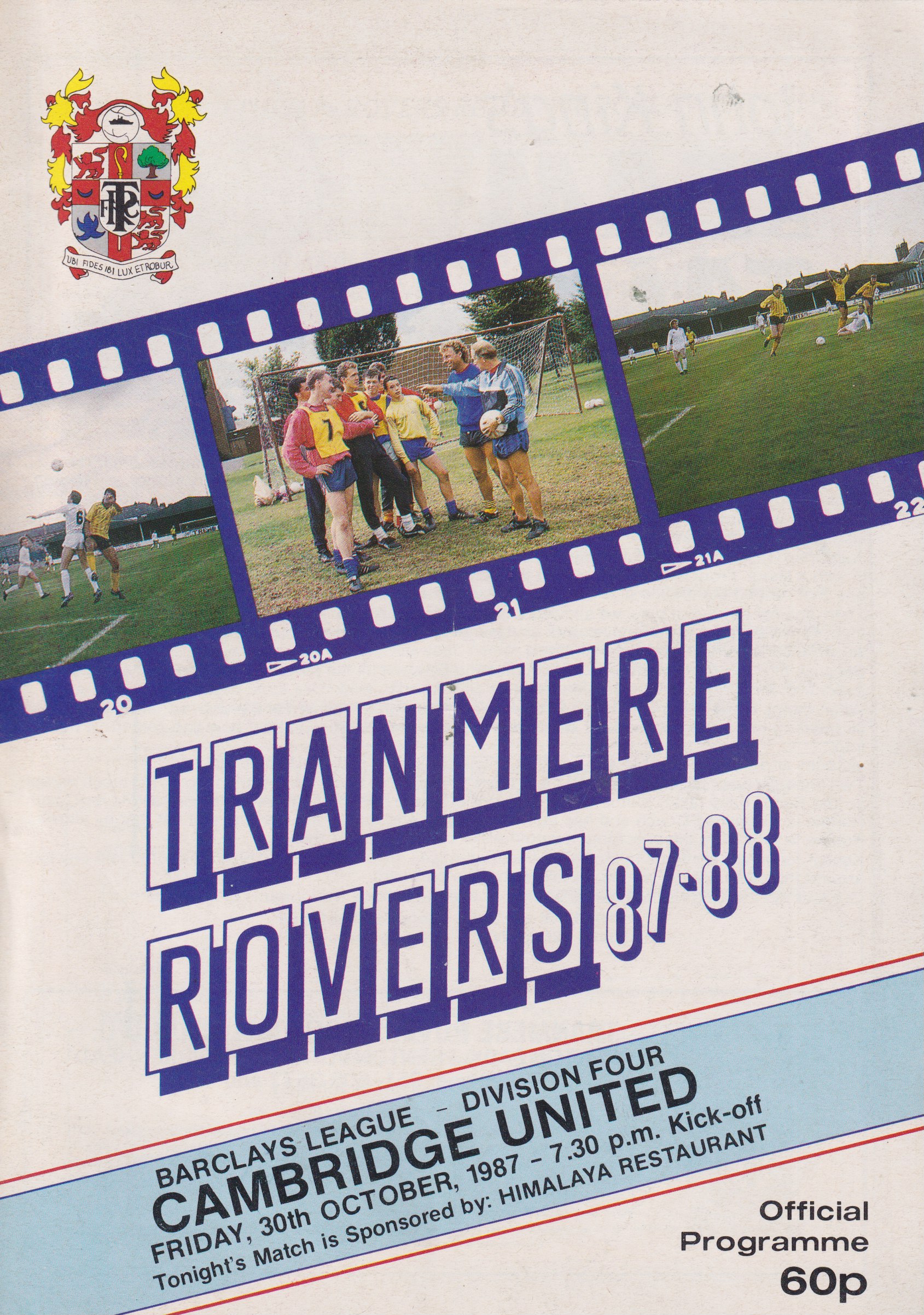 Match Programme for 30/10/1987