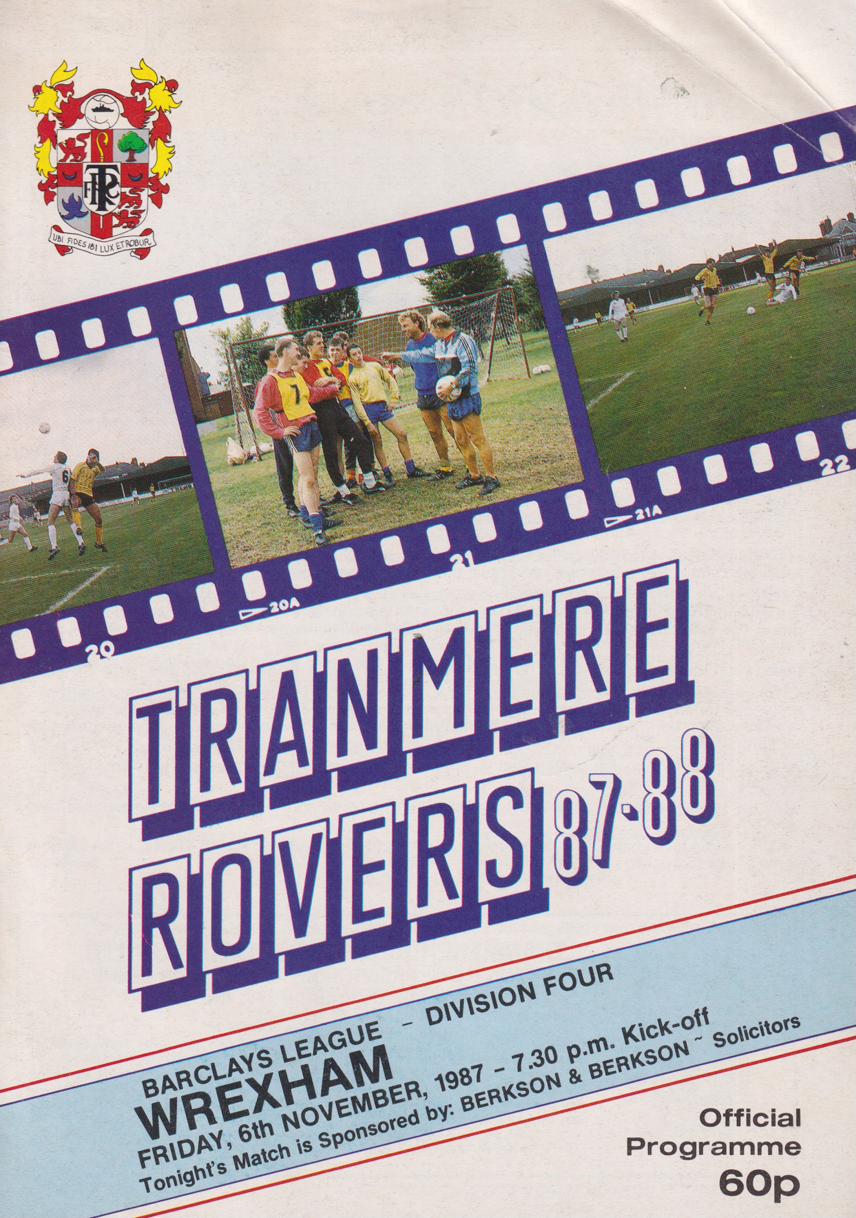 Match Programme for 06/11/1987