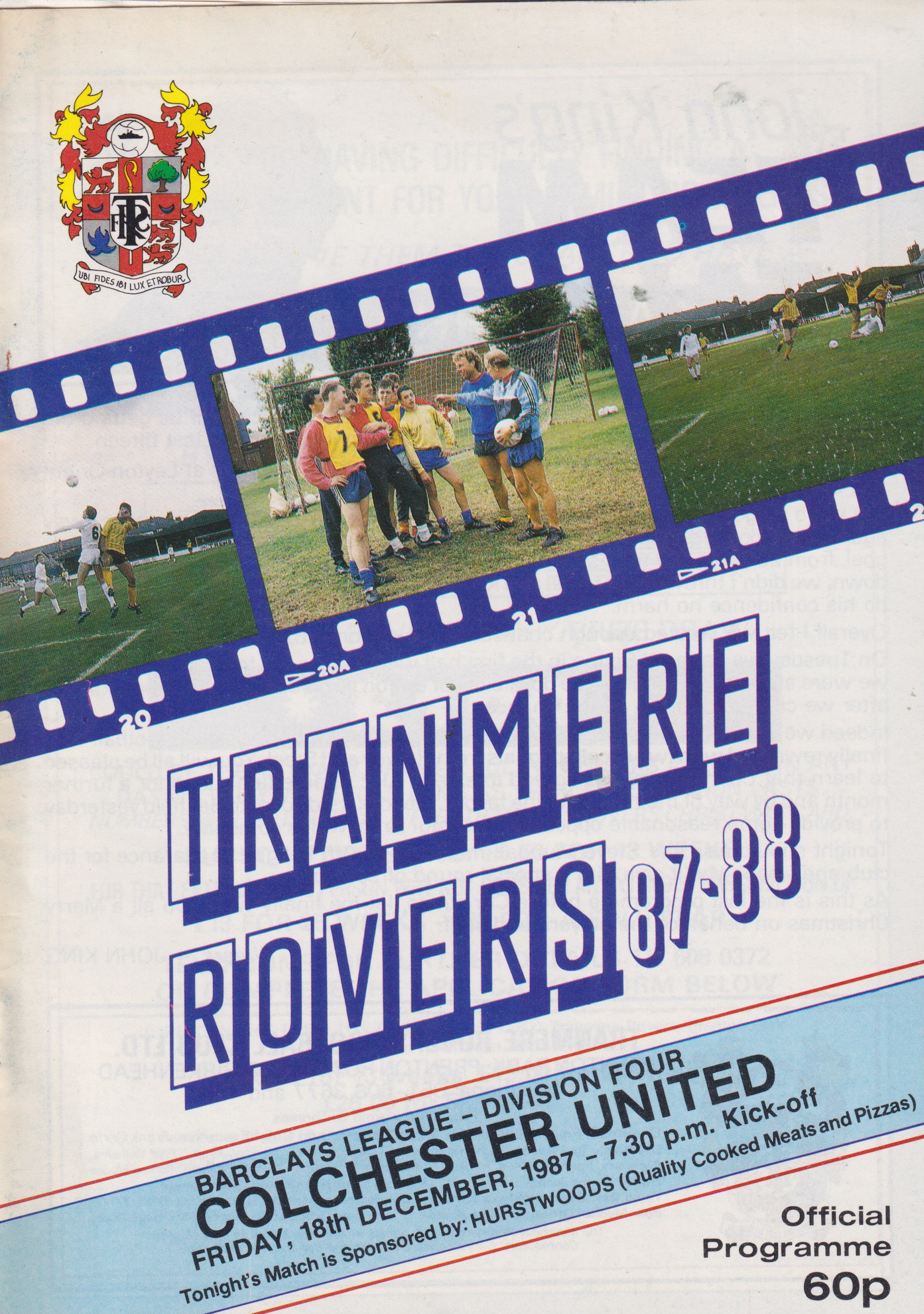 Match Programme for 18/12/1987