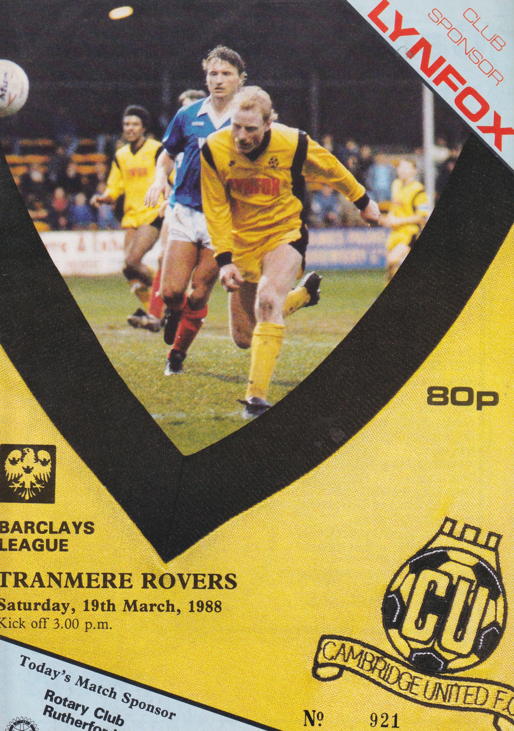 Match Programme for 19/03/1988