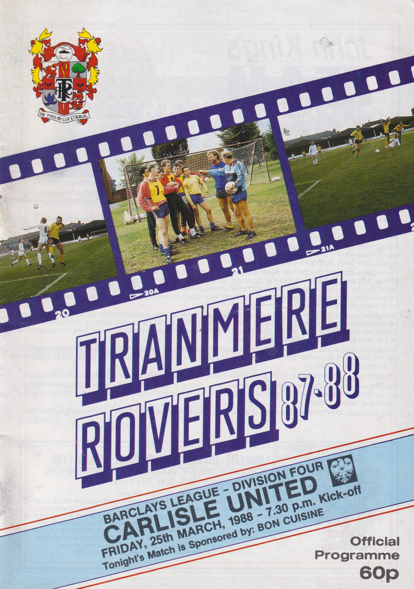 Match Programme for 25/03/1988