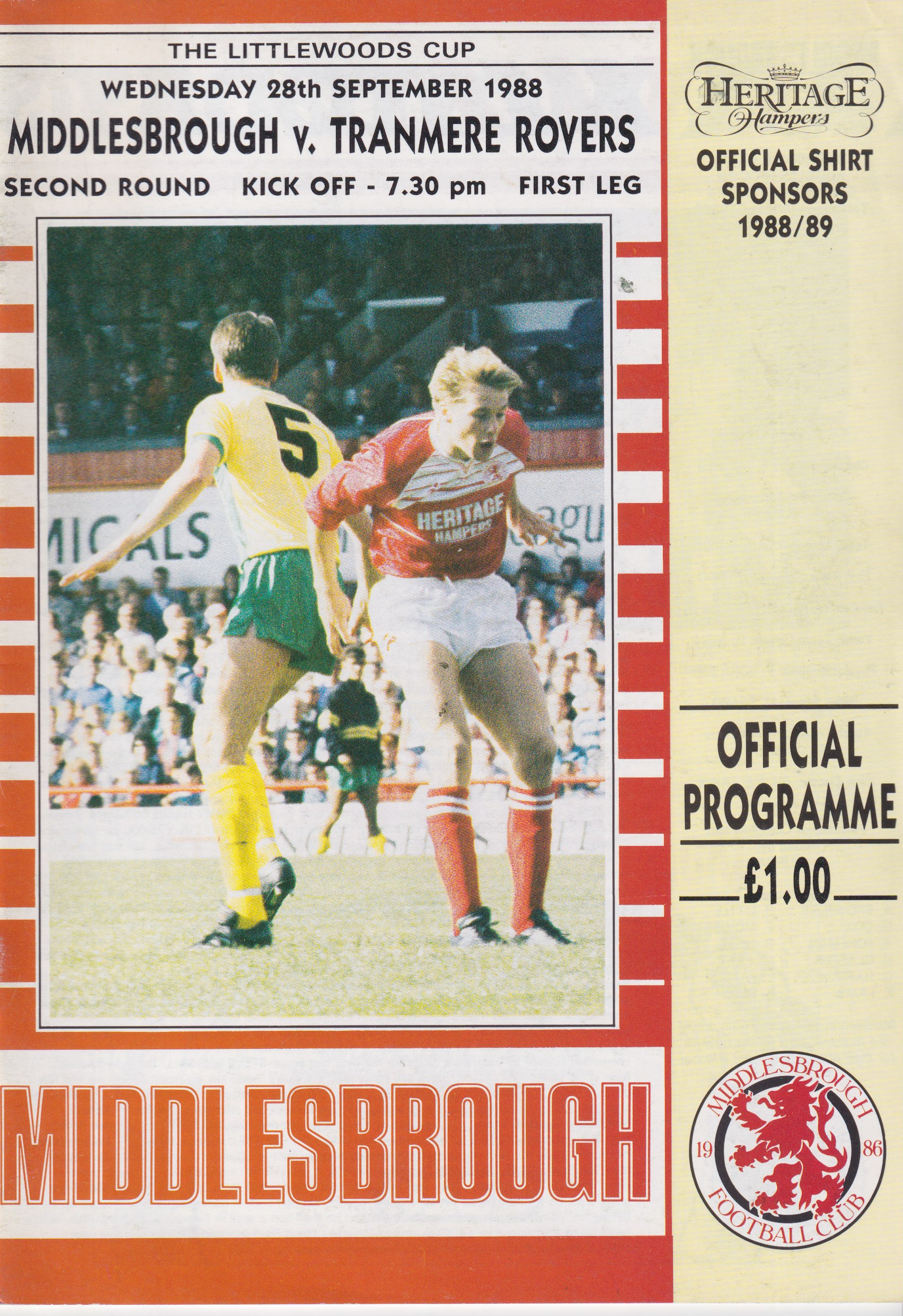 Match Programme for 28/09/1988