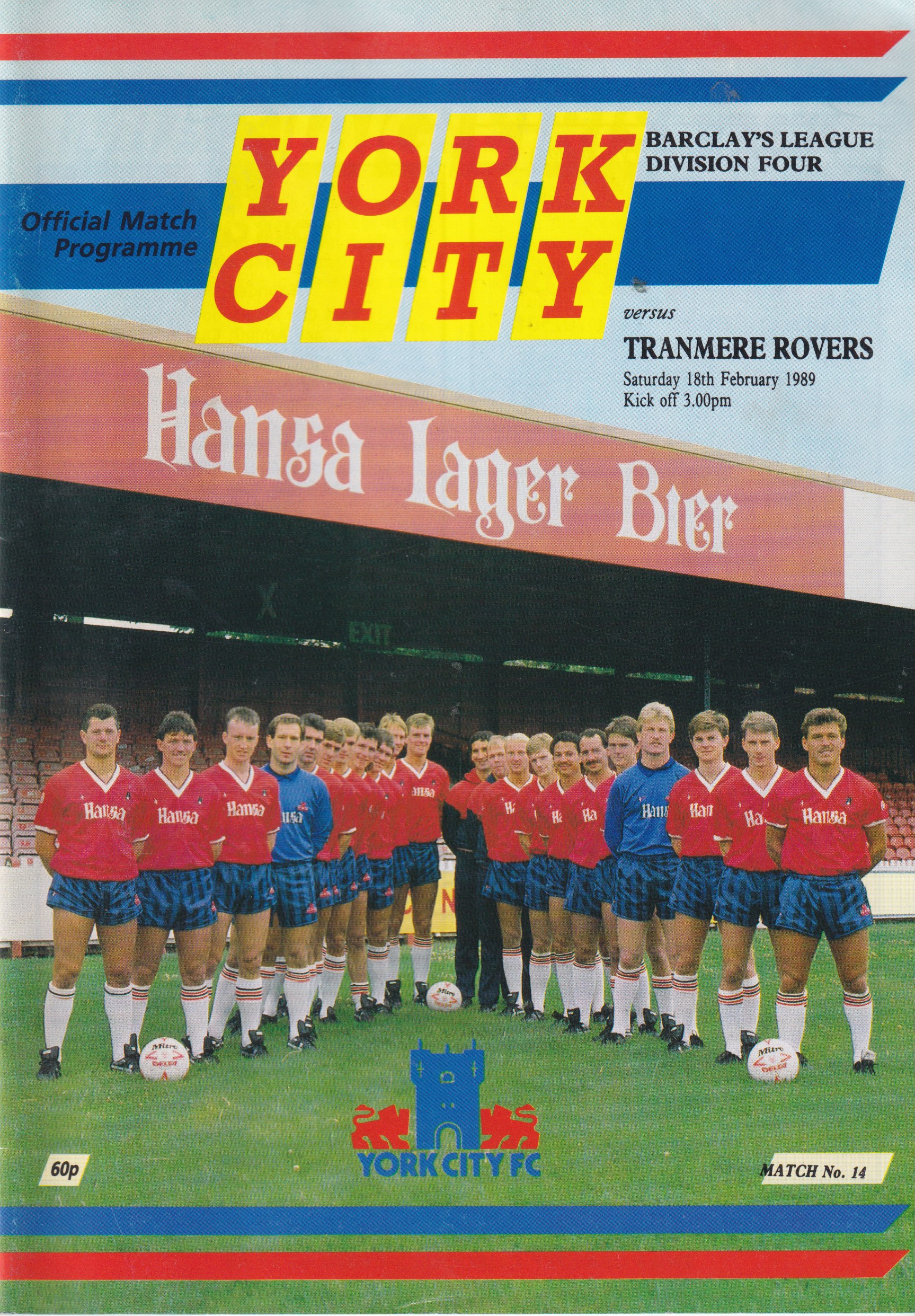 Match Programme for 18/02/1989