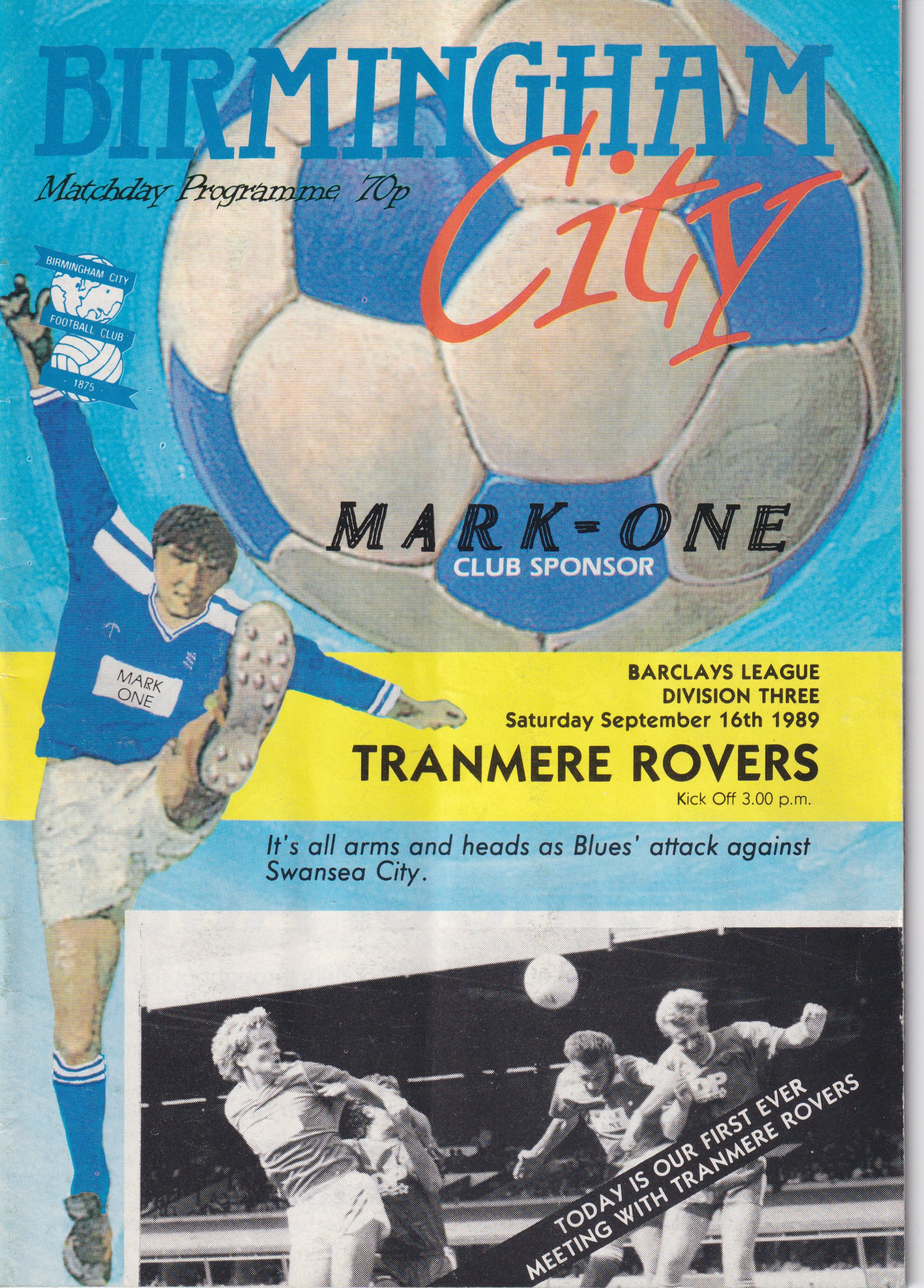Match Programme for 16/09/1989