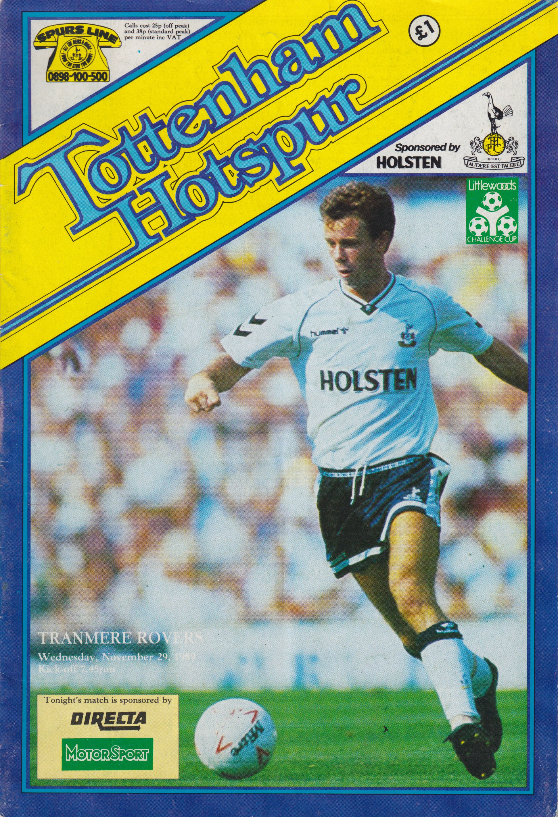 Match Programme for 29/11/1989