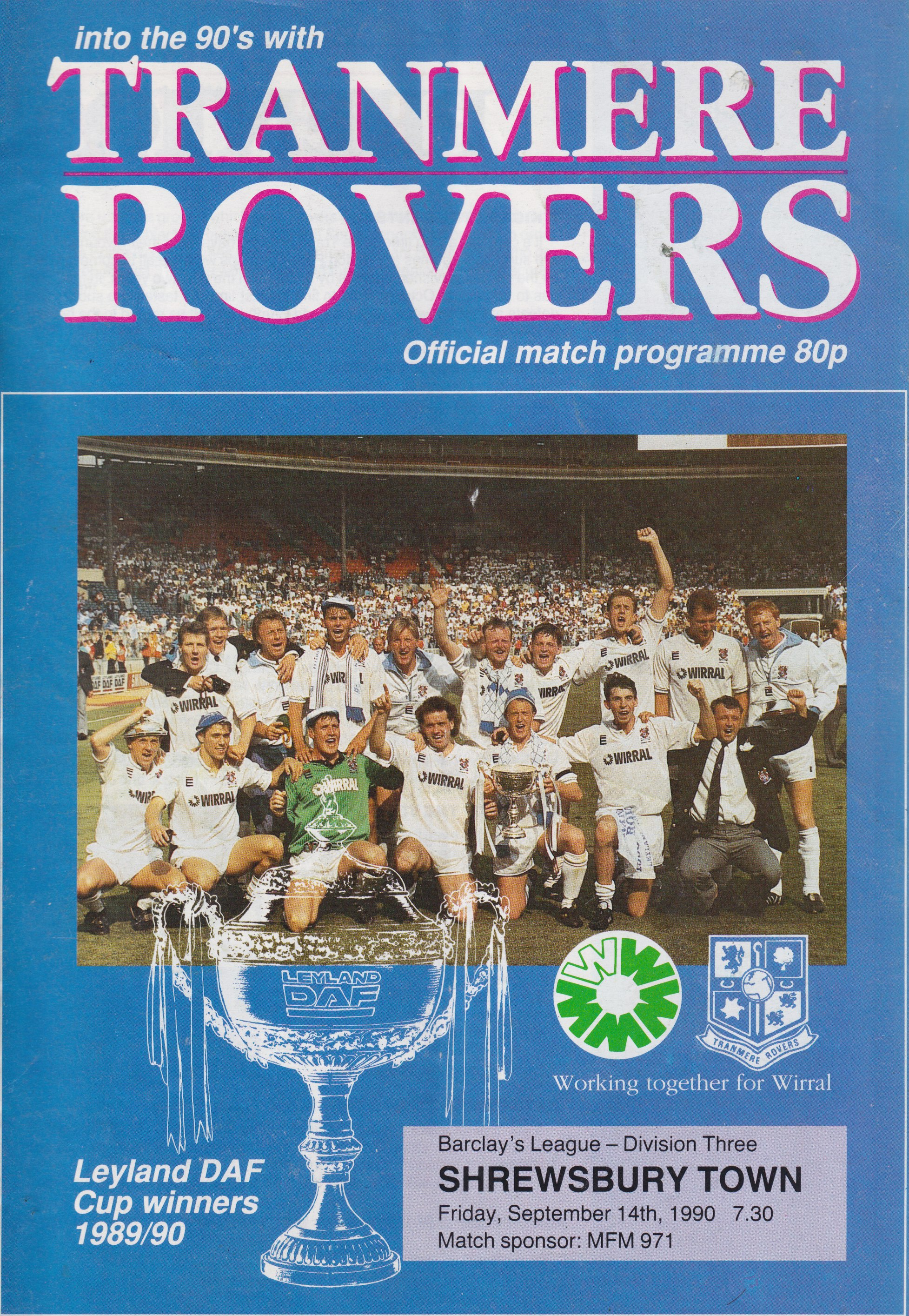 Match Programme for 14/09/1990