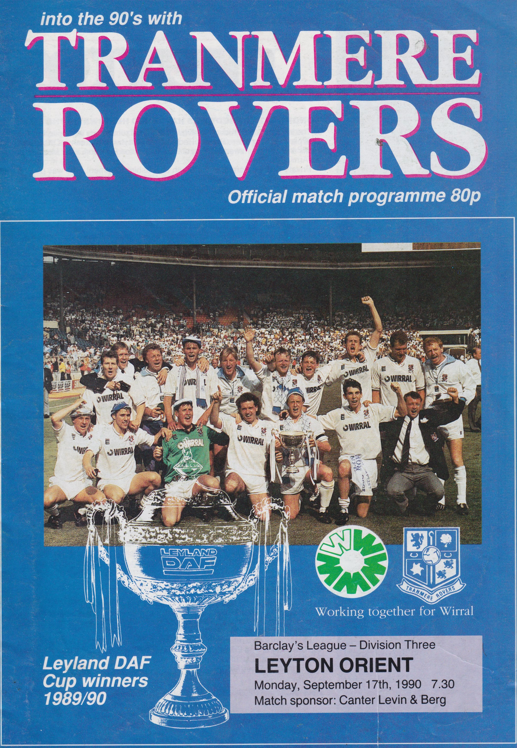 Match Programme for 17/09/1990