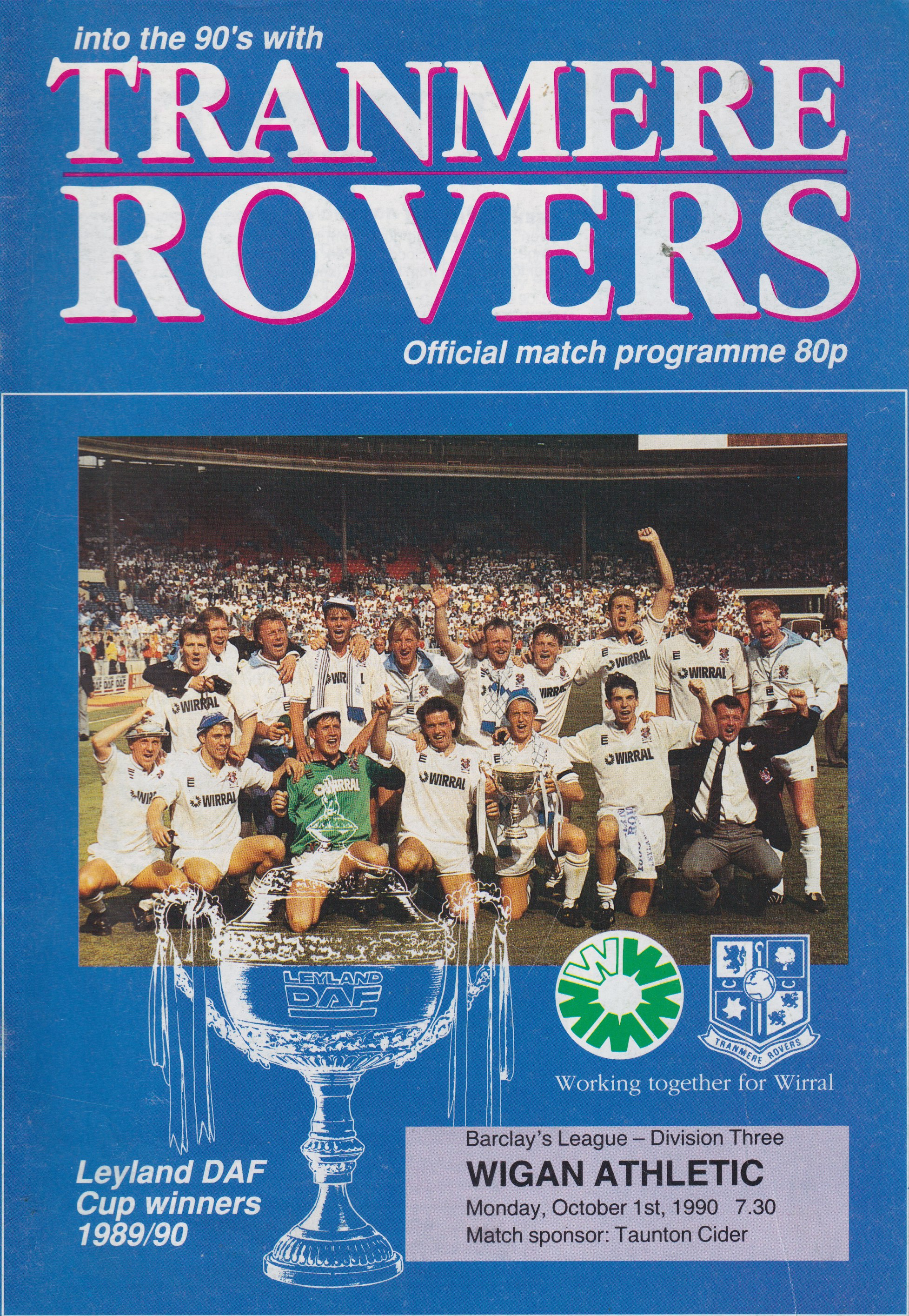 Match Programme for 01/10/1990