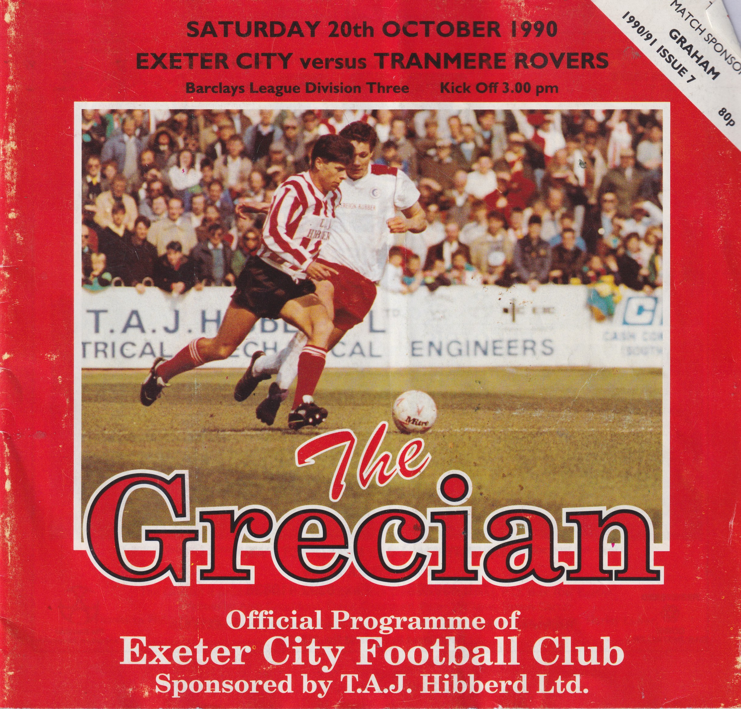 Match Programme for 20/10/1990