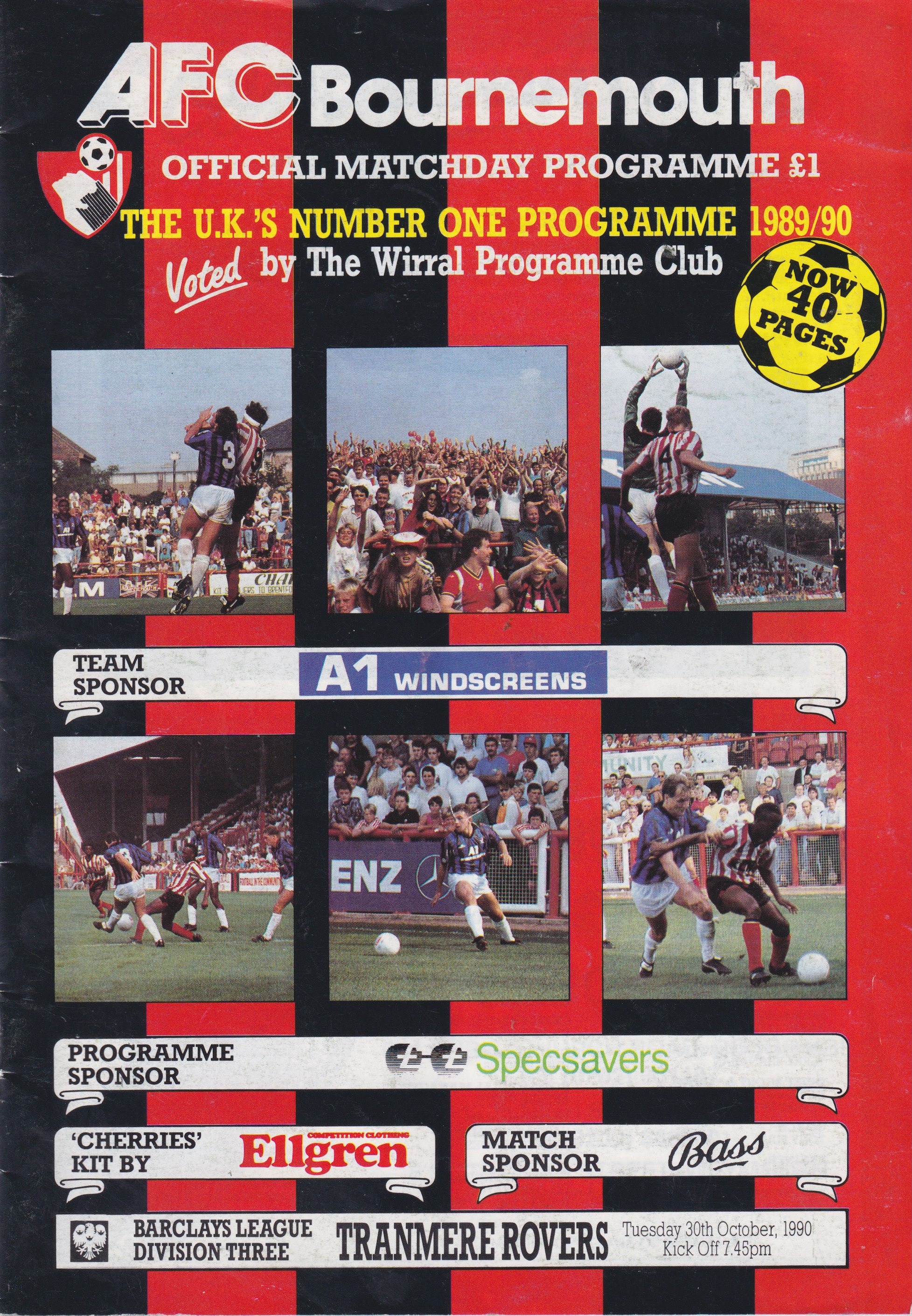 Match Programme for 30/10/1990