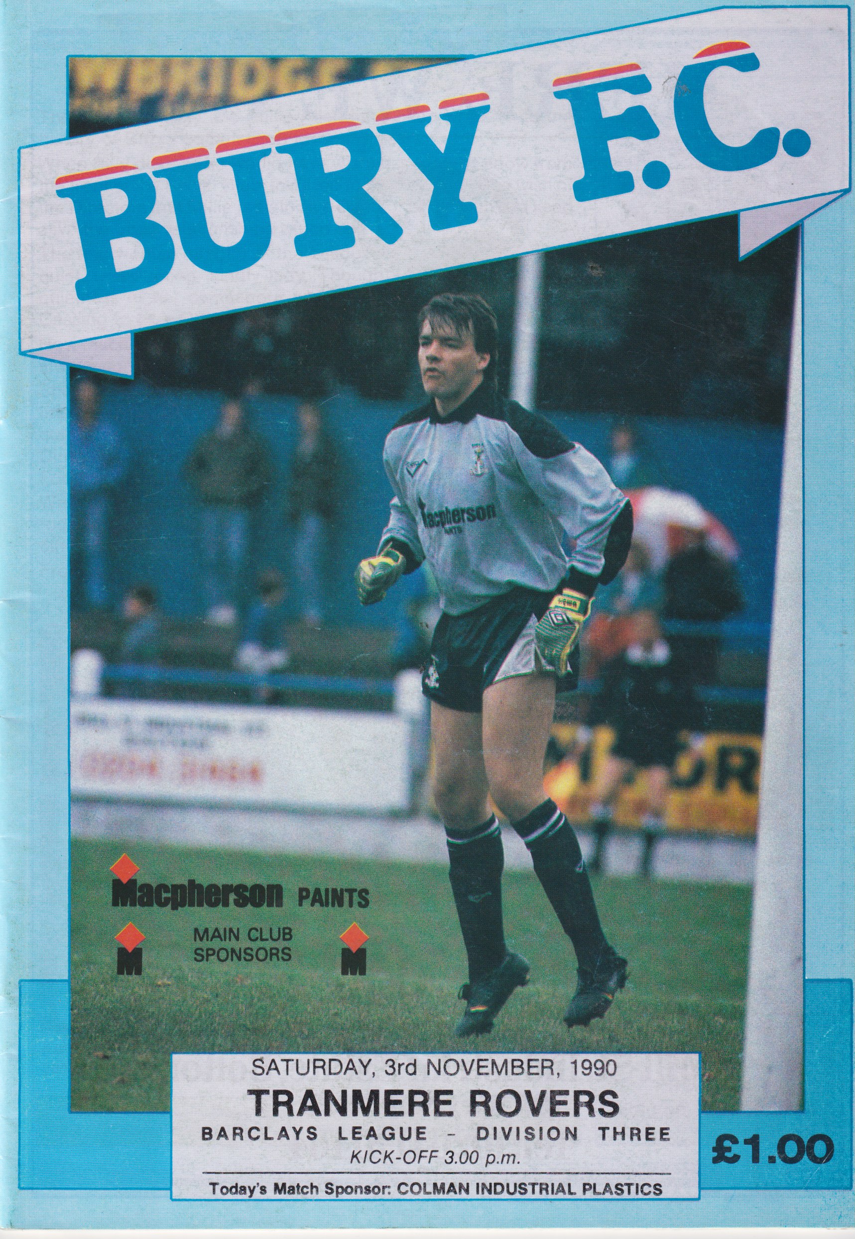 Match Programme for 03/11/1990