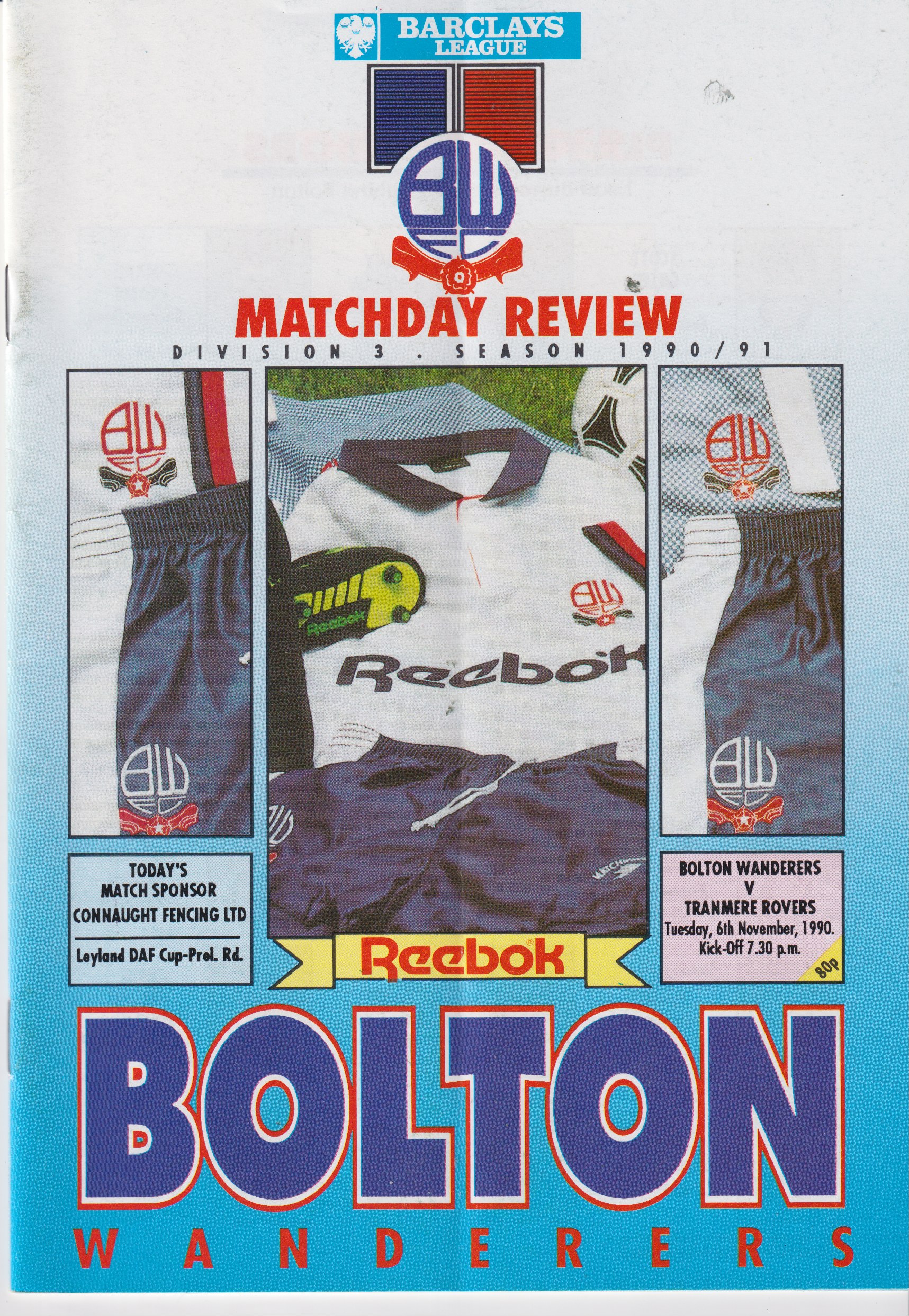 Match Programme for 06/11/1990