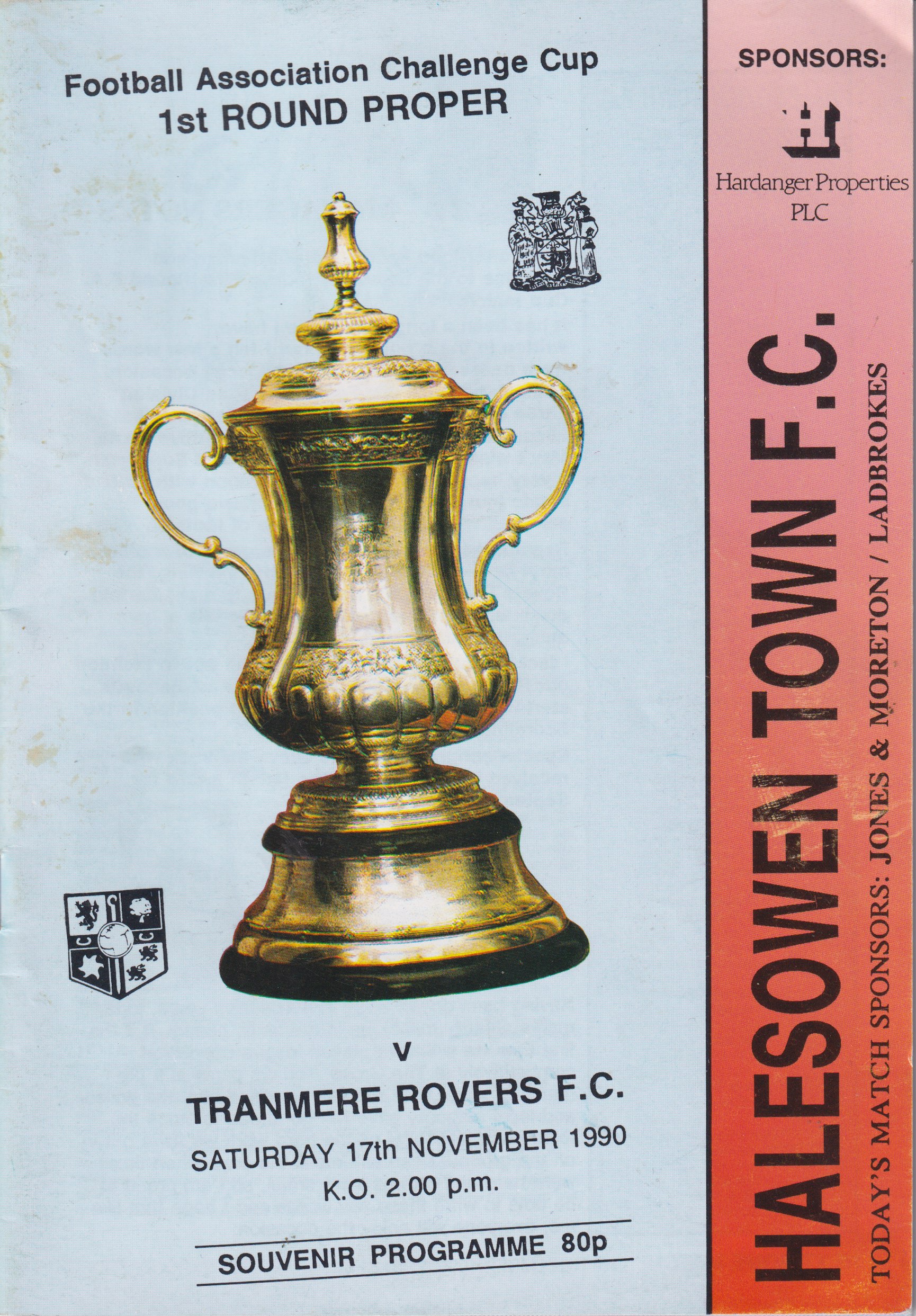 Match Programme for 17/11/1990