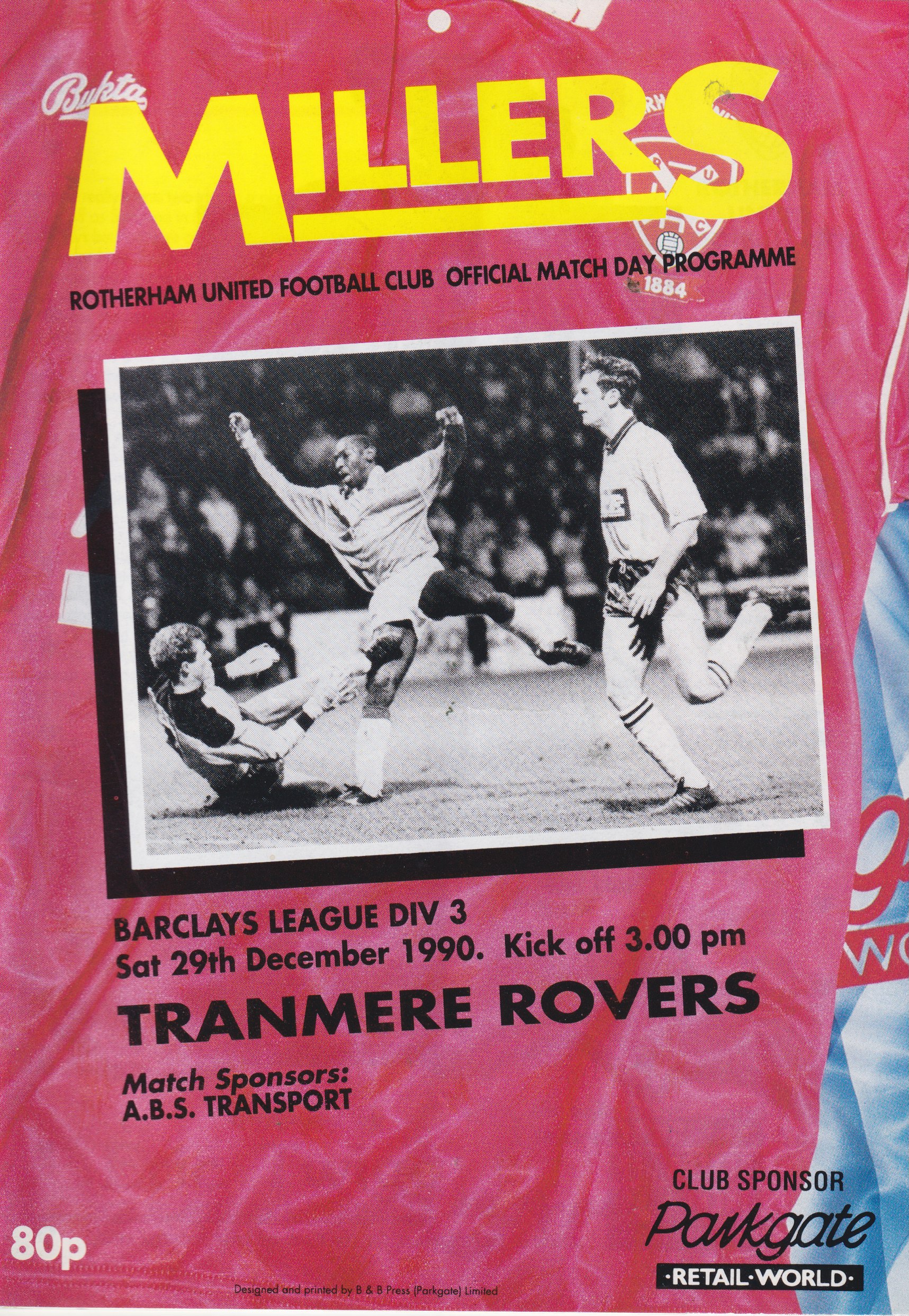 Match Programme for 29/12/1990