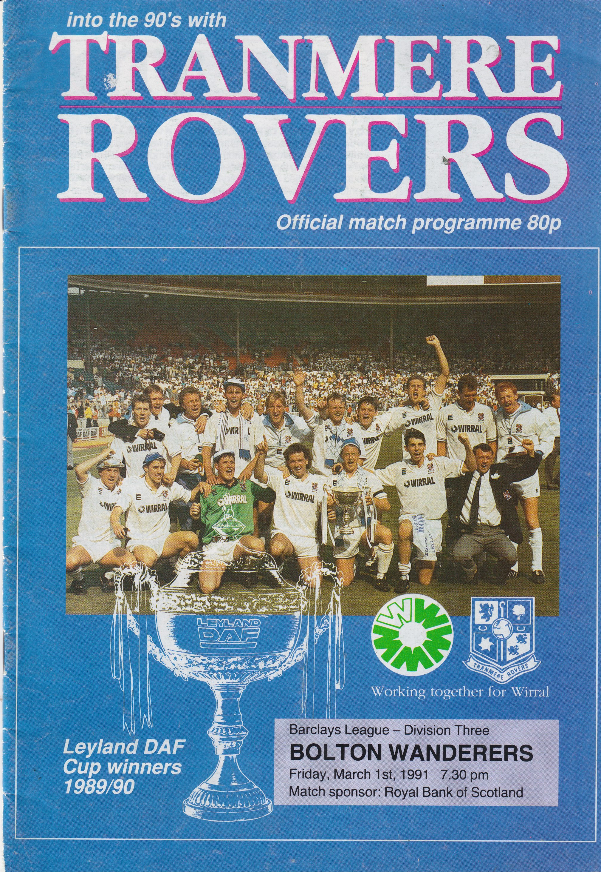 Match Programme for 01/03/1991