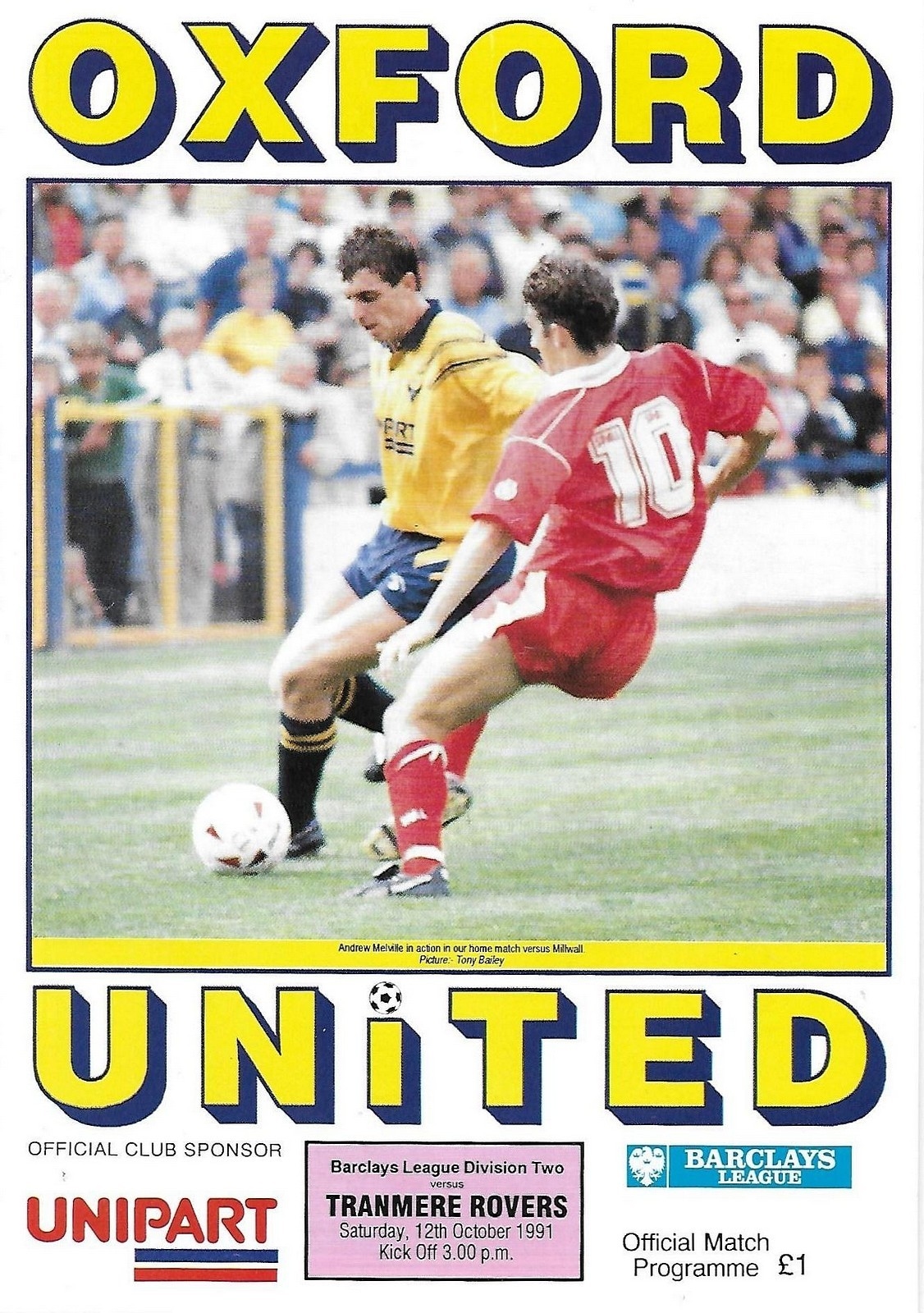 Match Programme for 12/10/1991