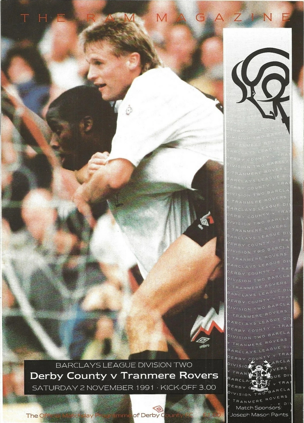 Match Programme for 02/11/1991