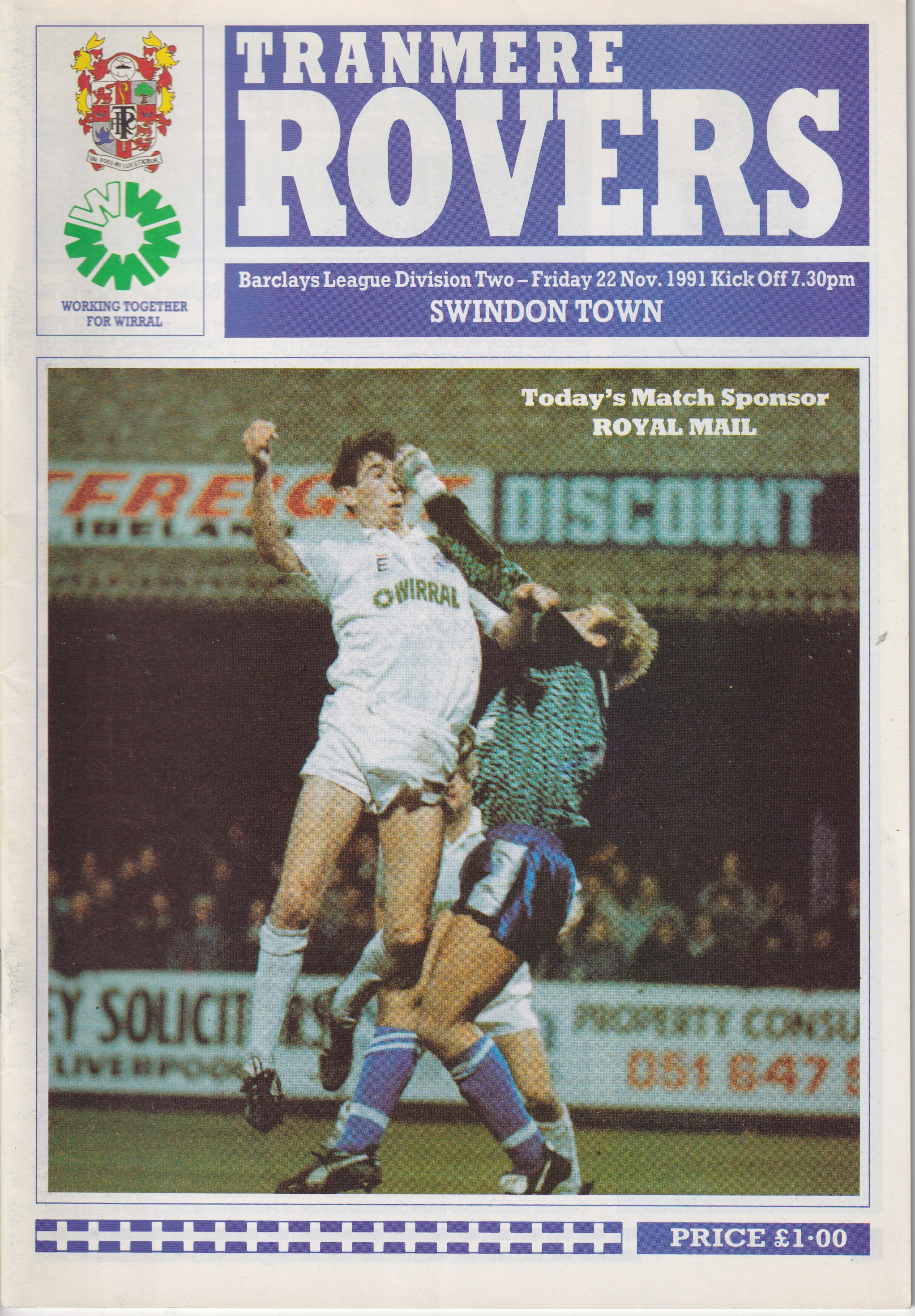 Match Programme for 22/11/1991