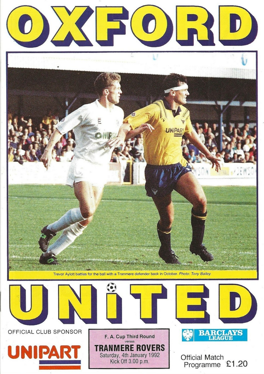 Match Programme for 04/01/1992