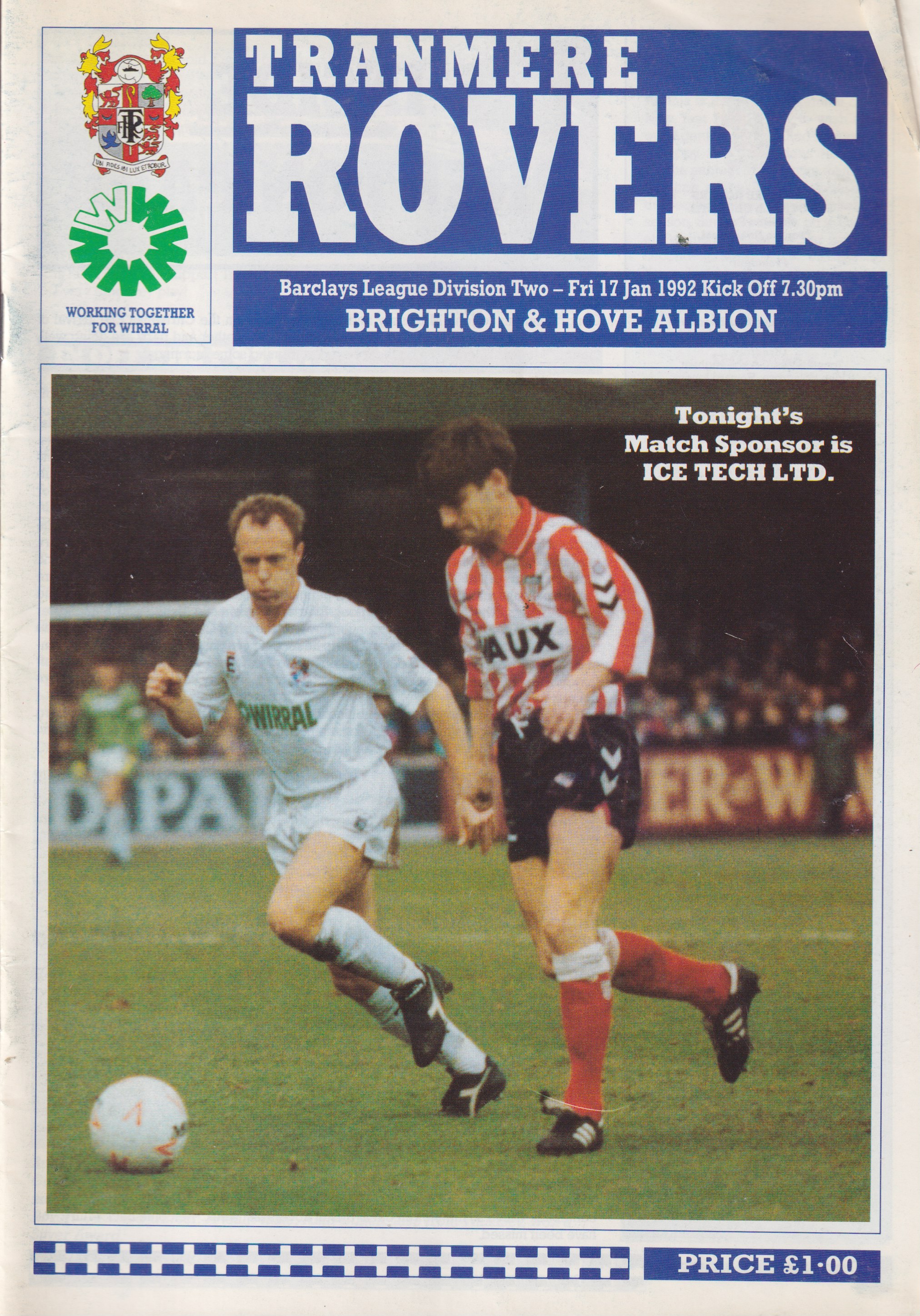 Match Programme for 17/01/1992