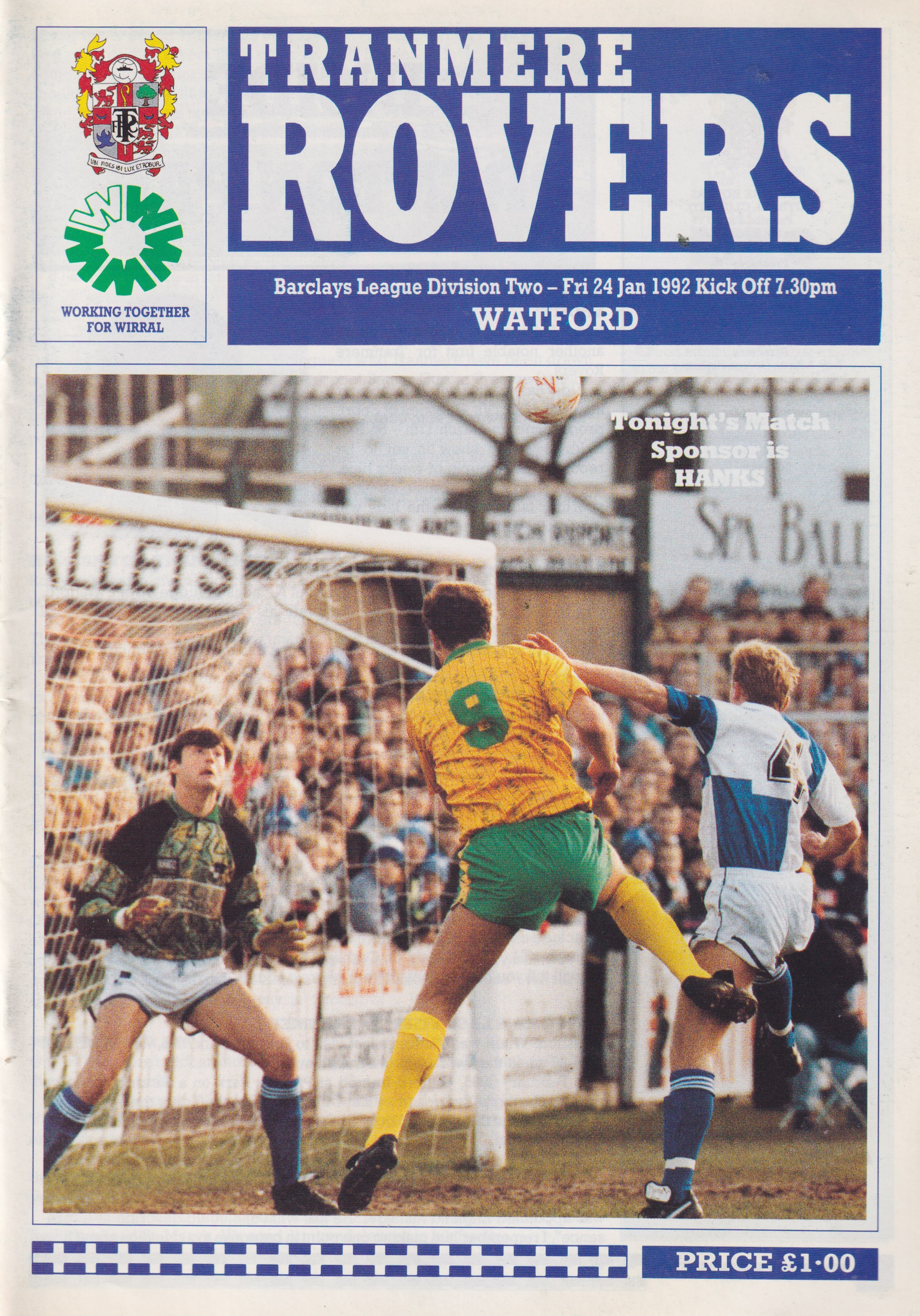 Match Programme for 24/01/1992