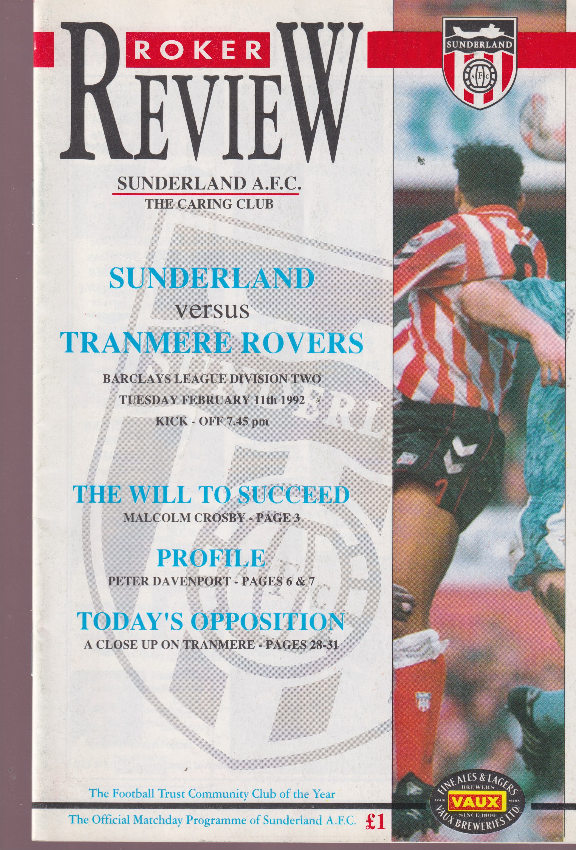 Match Programme for 11/02/1992