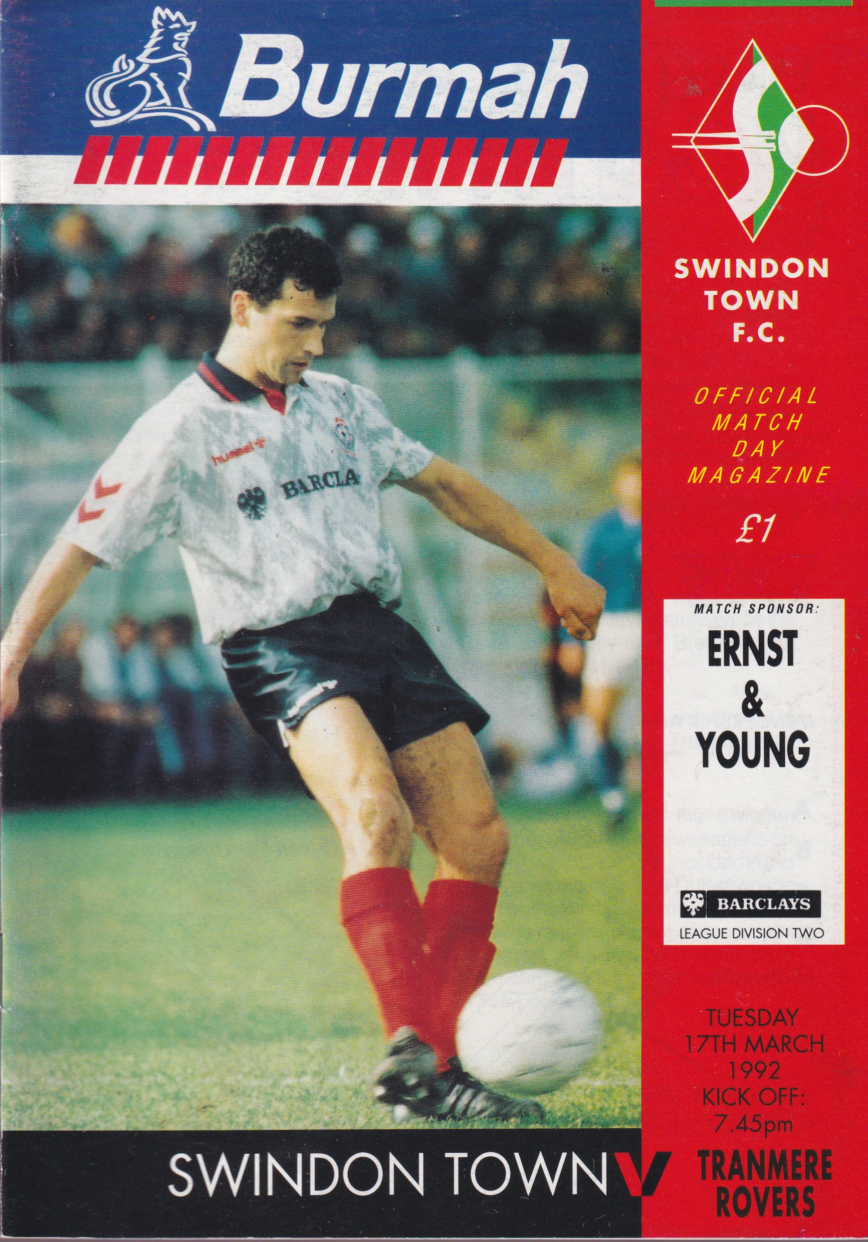 Match Programme for 17/03/1992