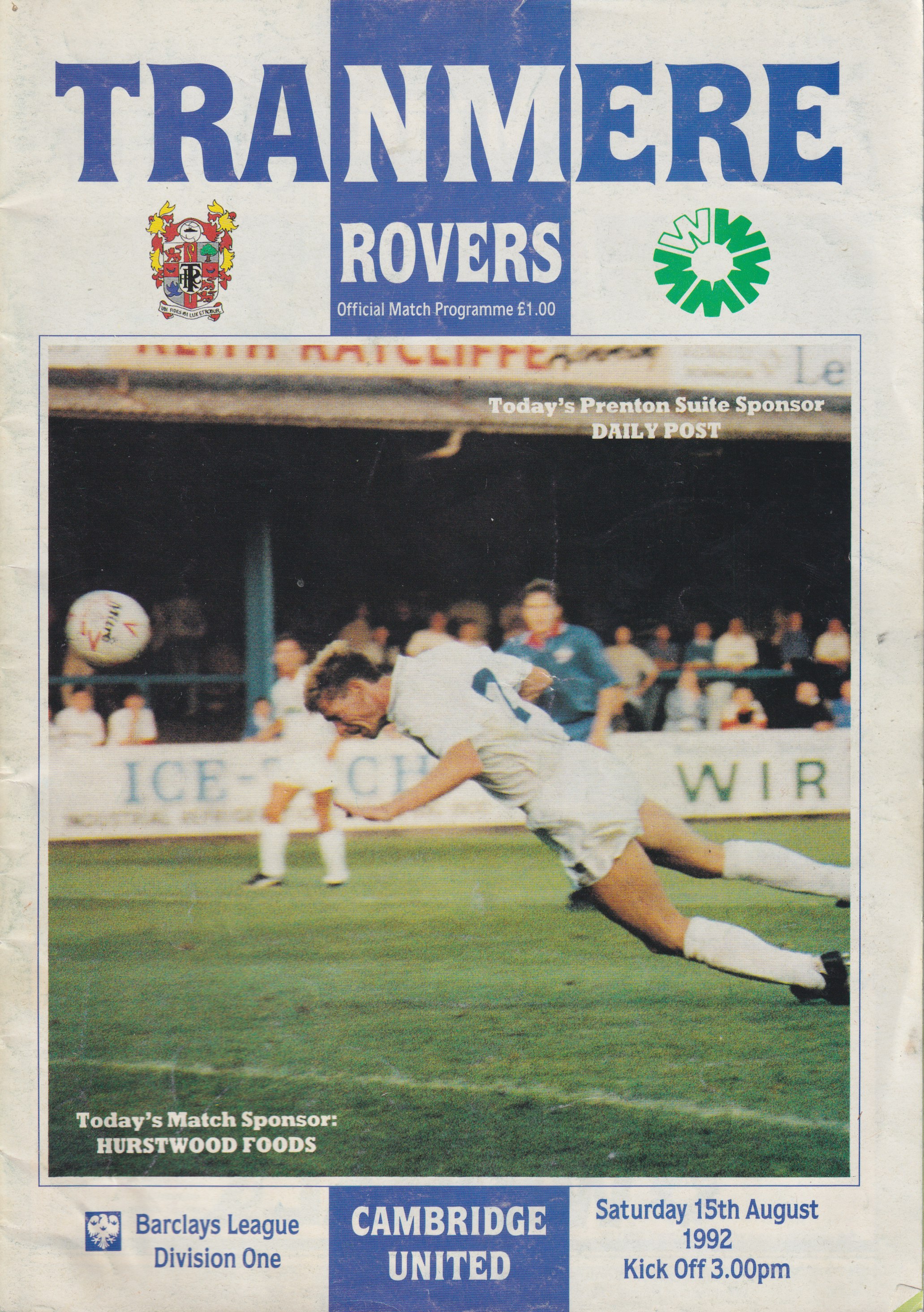 Match Programme for 15/08/1992