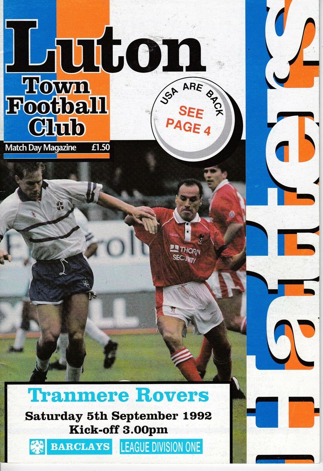 Match Programme for 05/09/1992