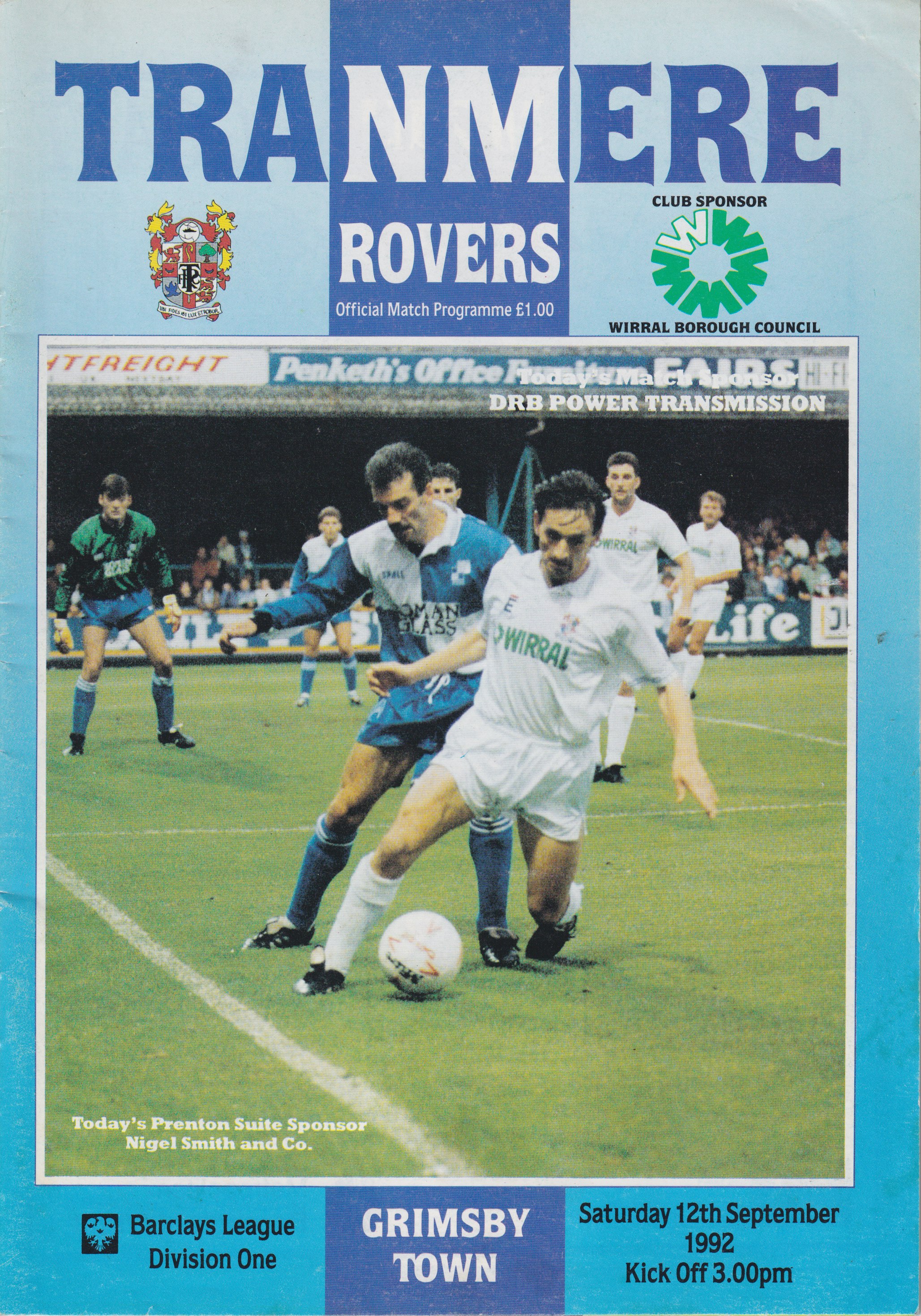 Match Programme for 12/09/1992
