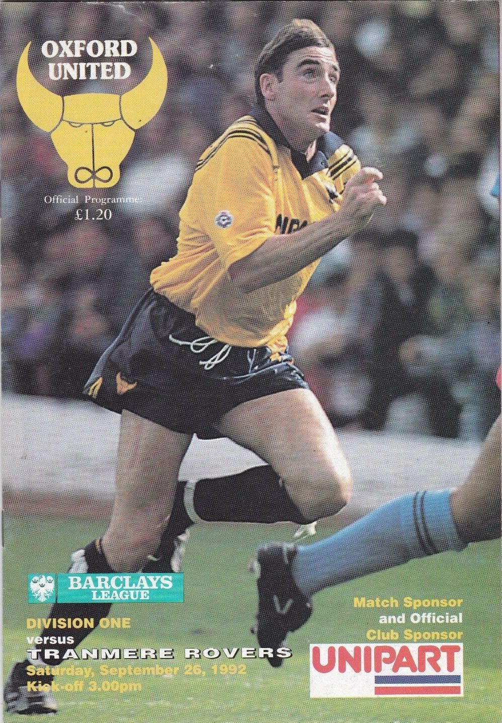 Match Programme for 26/09/1992