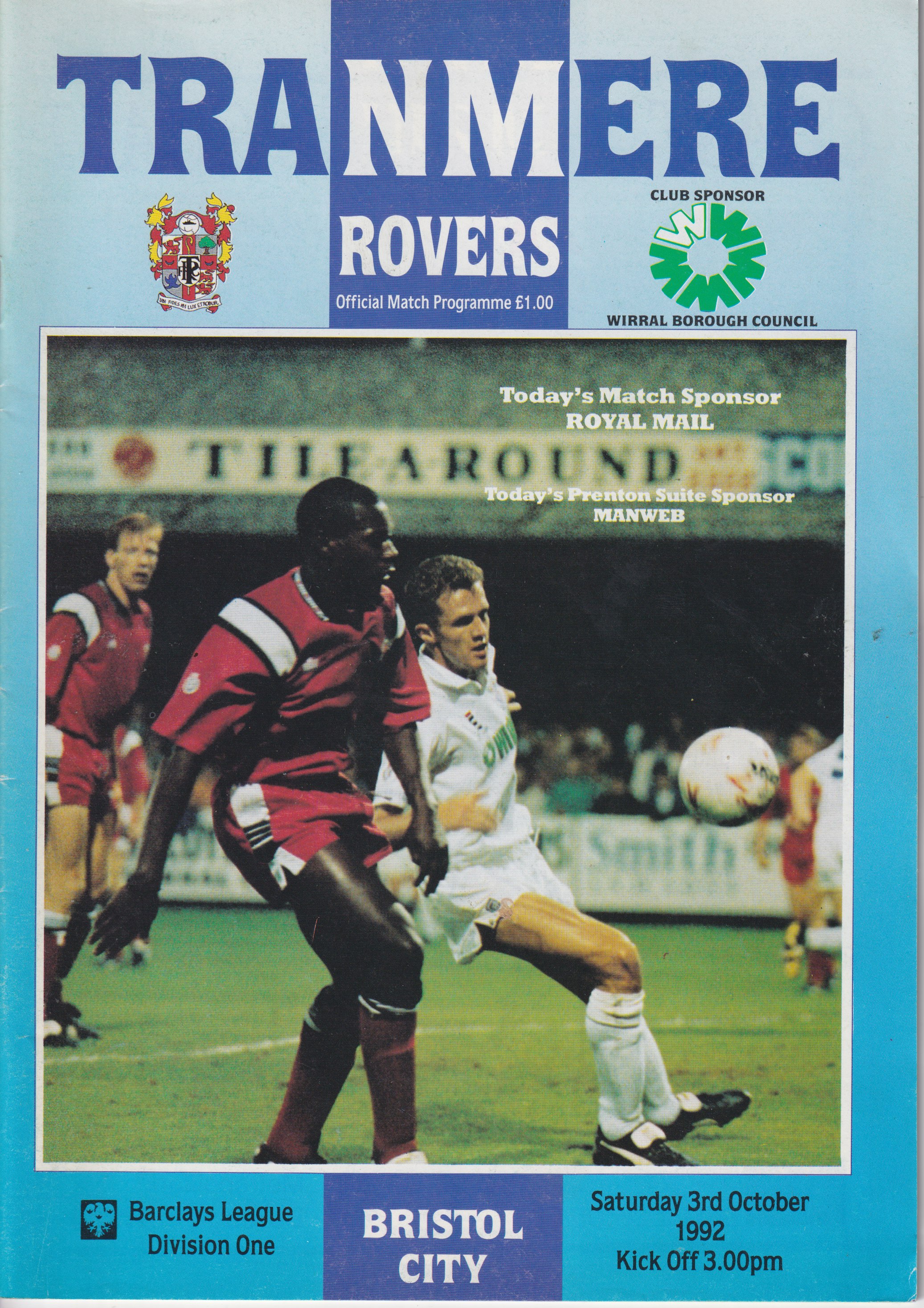 Match Programme for 03/10/1992