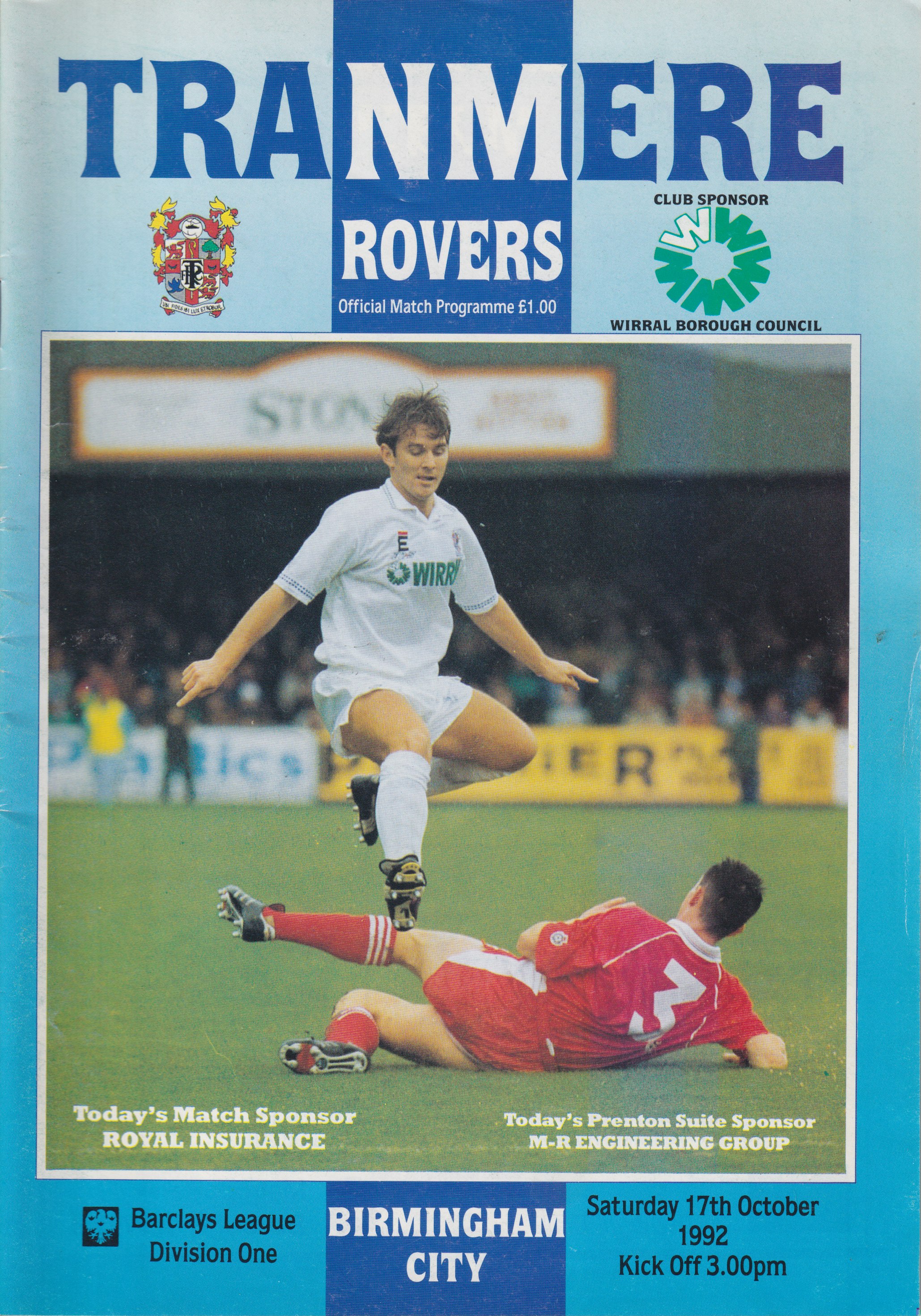 Match Programme for 17/10/1992