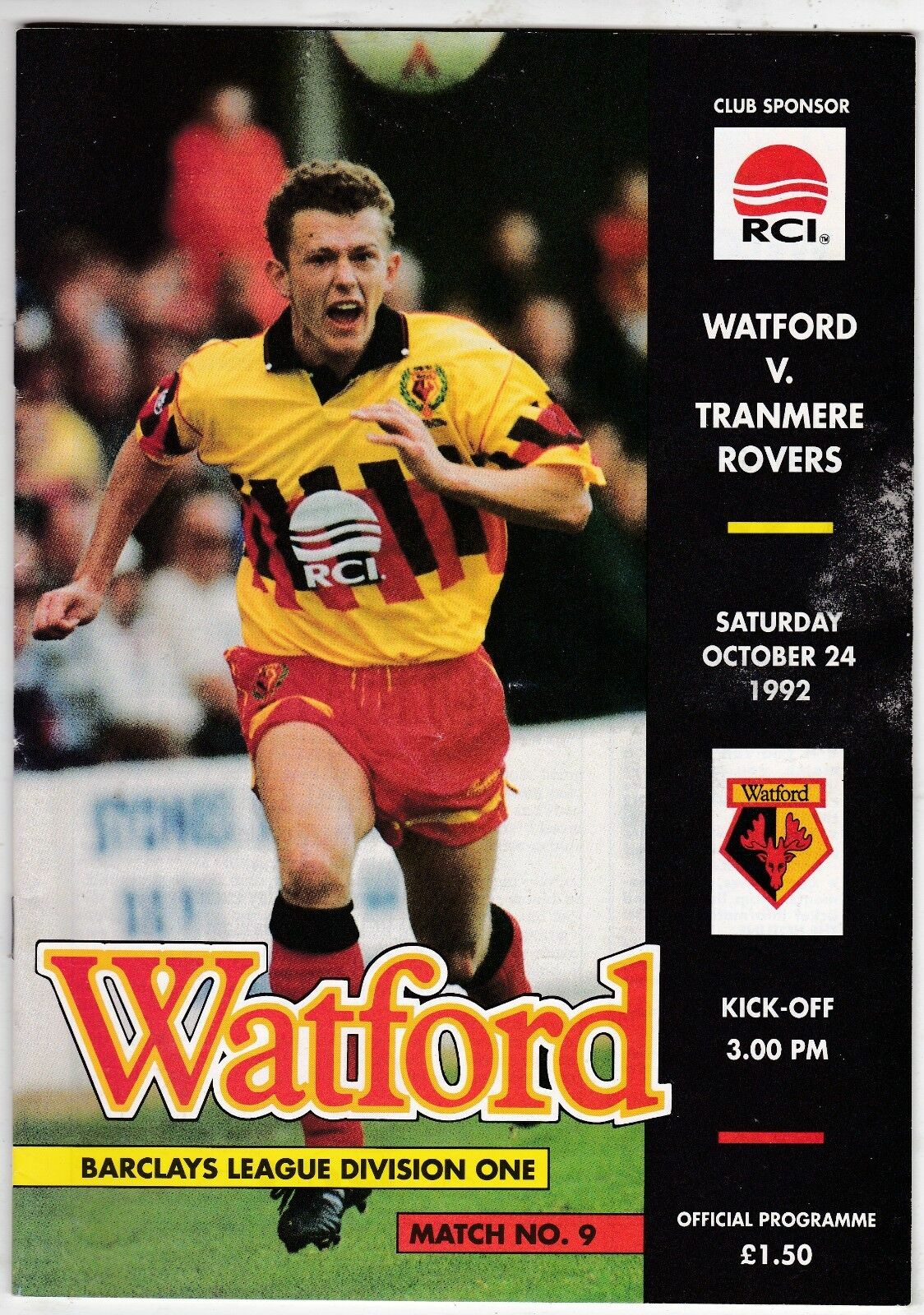 Match Programme for 24/10/1992