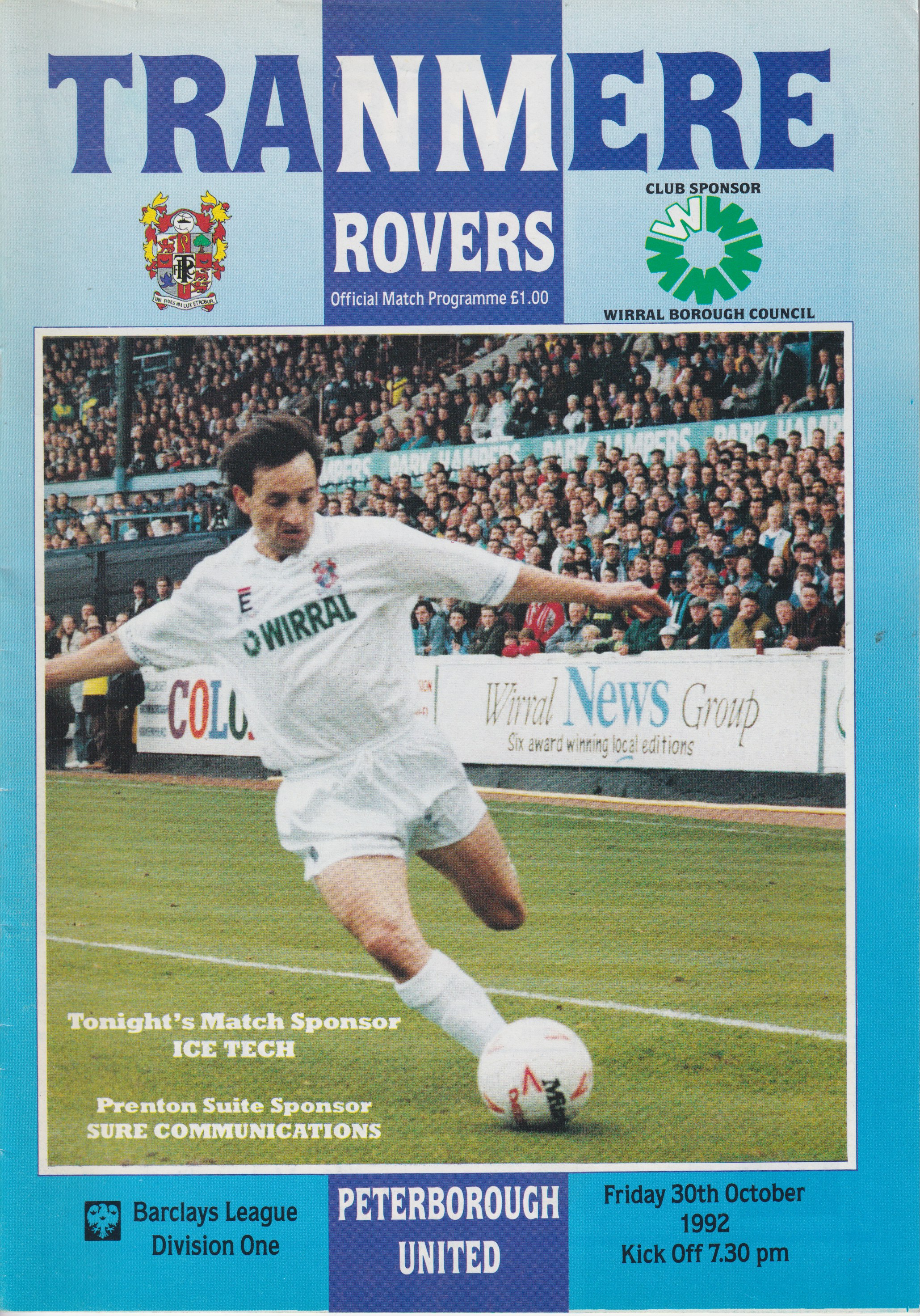 Match Programme for 30/10/1992
