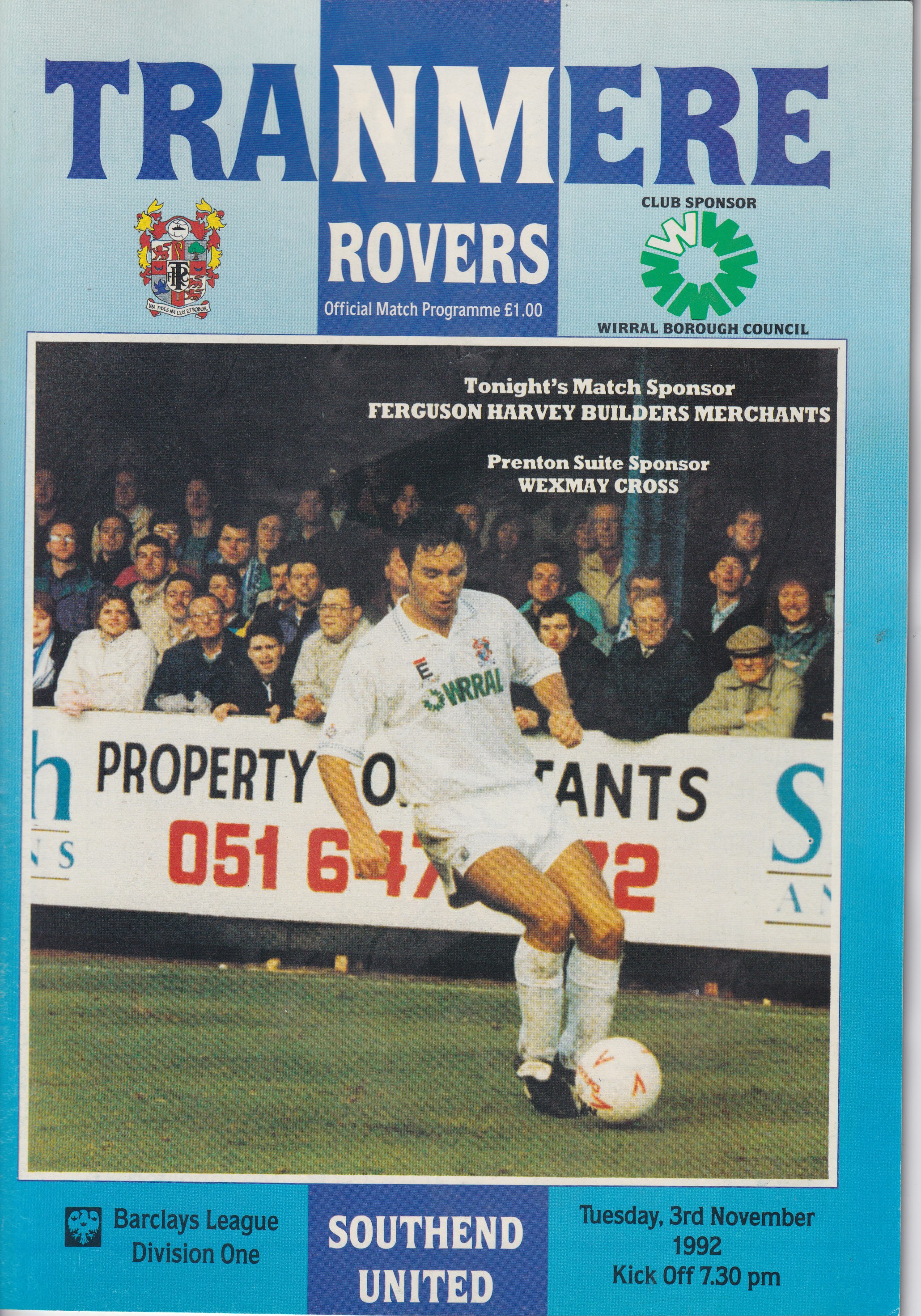 Match Programme for 03/11/1992
