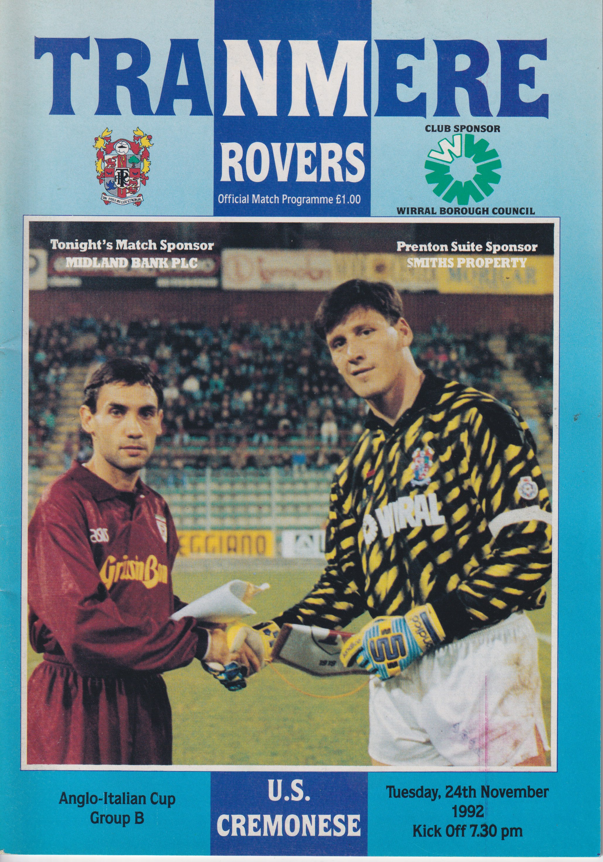 Match Programme for 24/11/1992
